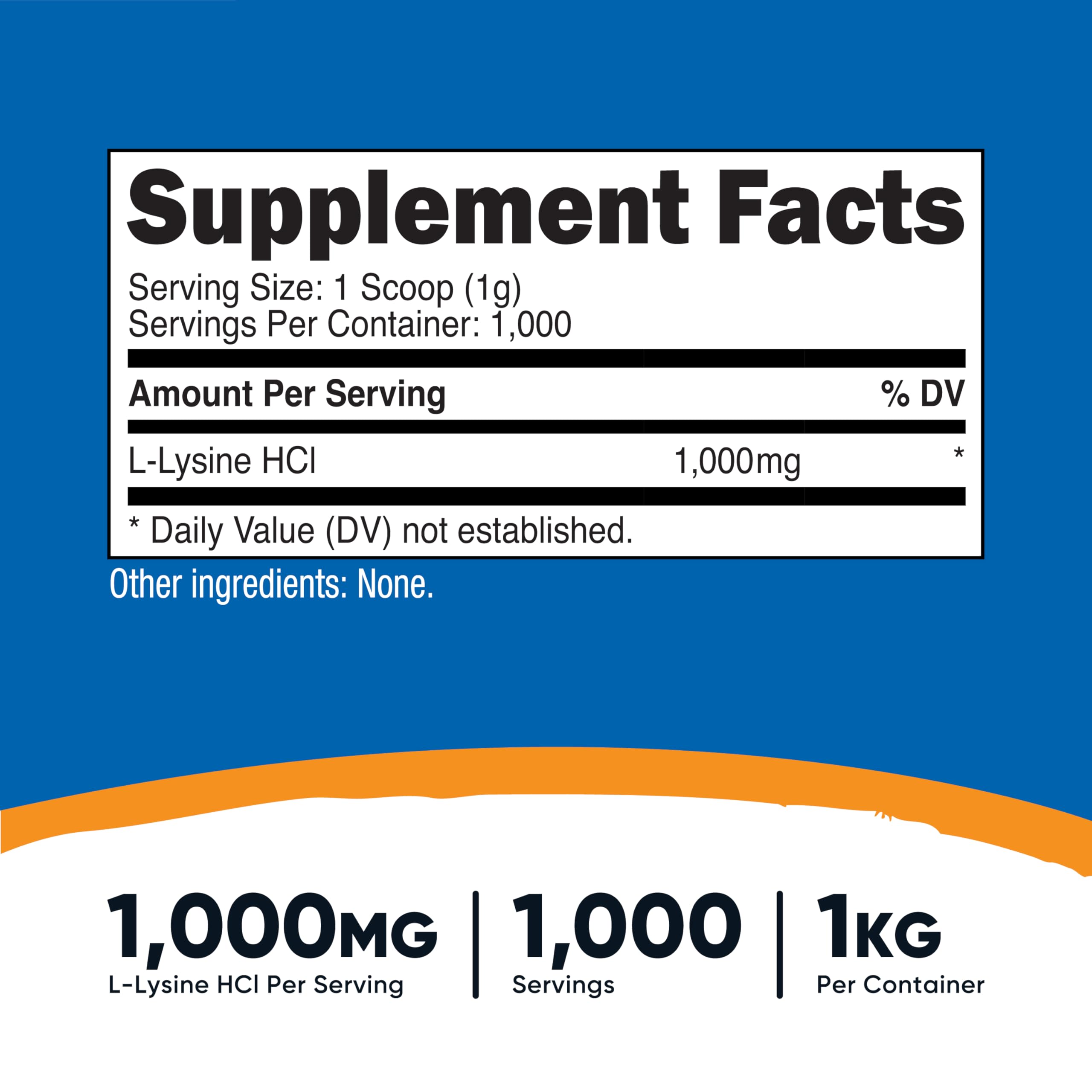 Nutricost L-Lysine Powder scoop included for measuring
