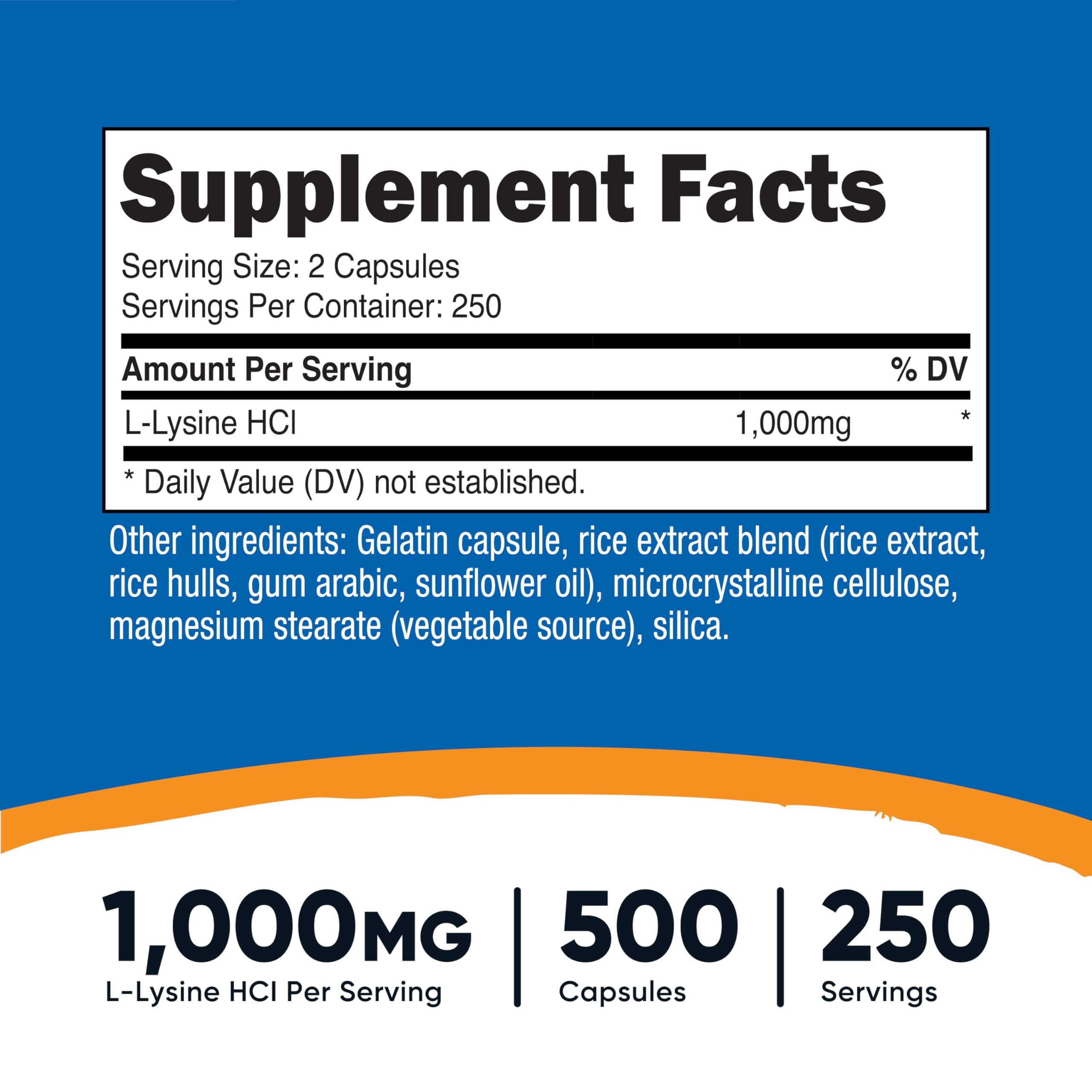 Nutricost L-Lysine Supplement bottle side view