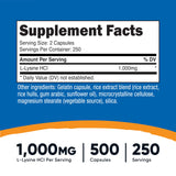 Nutricost L-Lysine Supplement bottle side view