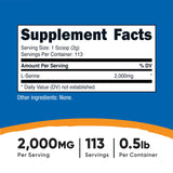 Nutricost L-Serine Powder 0.5 LB back view with nutritional information