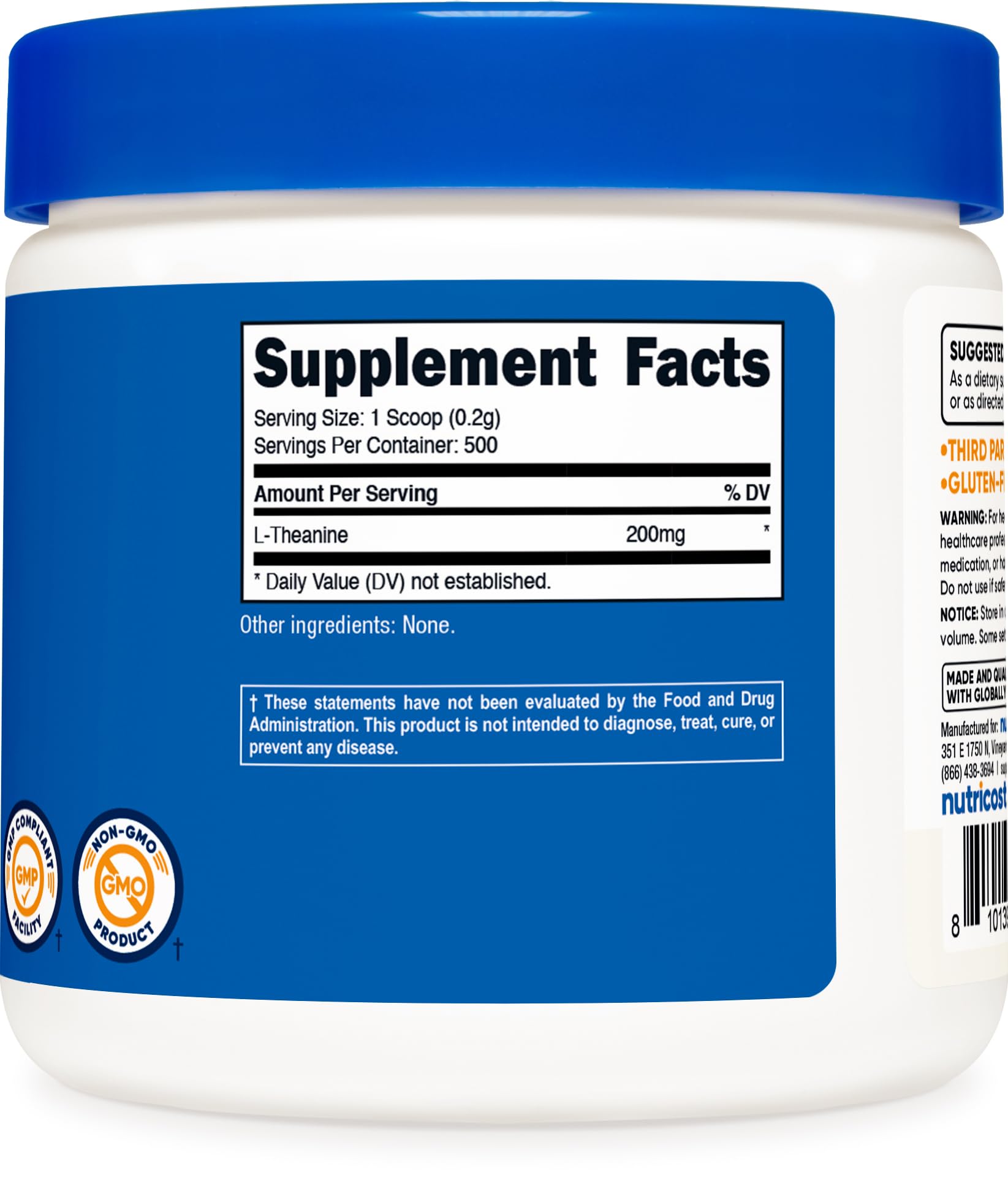 Nutricost L-Theanine Powder 100g in a kitchen setting
