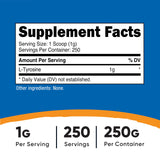 Nutricost L-Tyrosine Powder 250g back view with nutritional information