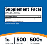 Nutricost L-Tyrosine Powder 500g back view with nutritional information
