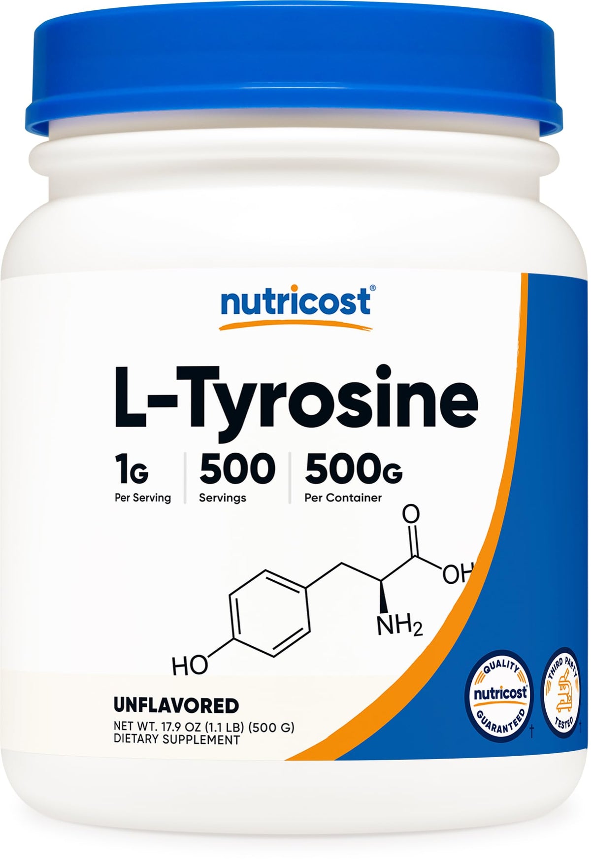 Nutricost L-Tyrosine Powder 500g front view