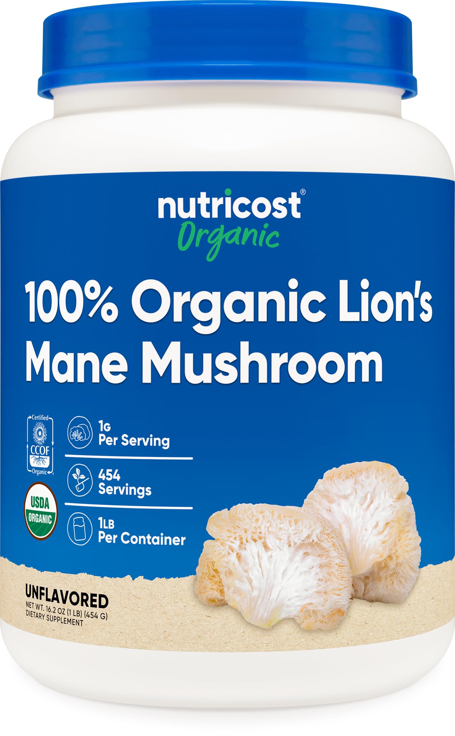 Nutricost Lion's Mane Mushroom Powder 454g front view