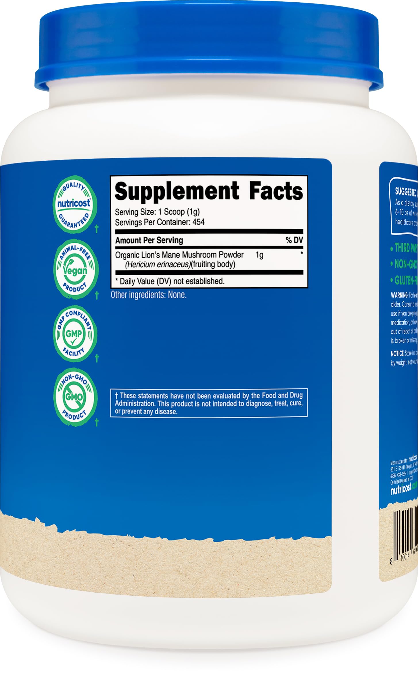 Nutricost Lion's Mane Mushroom Powder in a kitchen setting