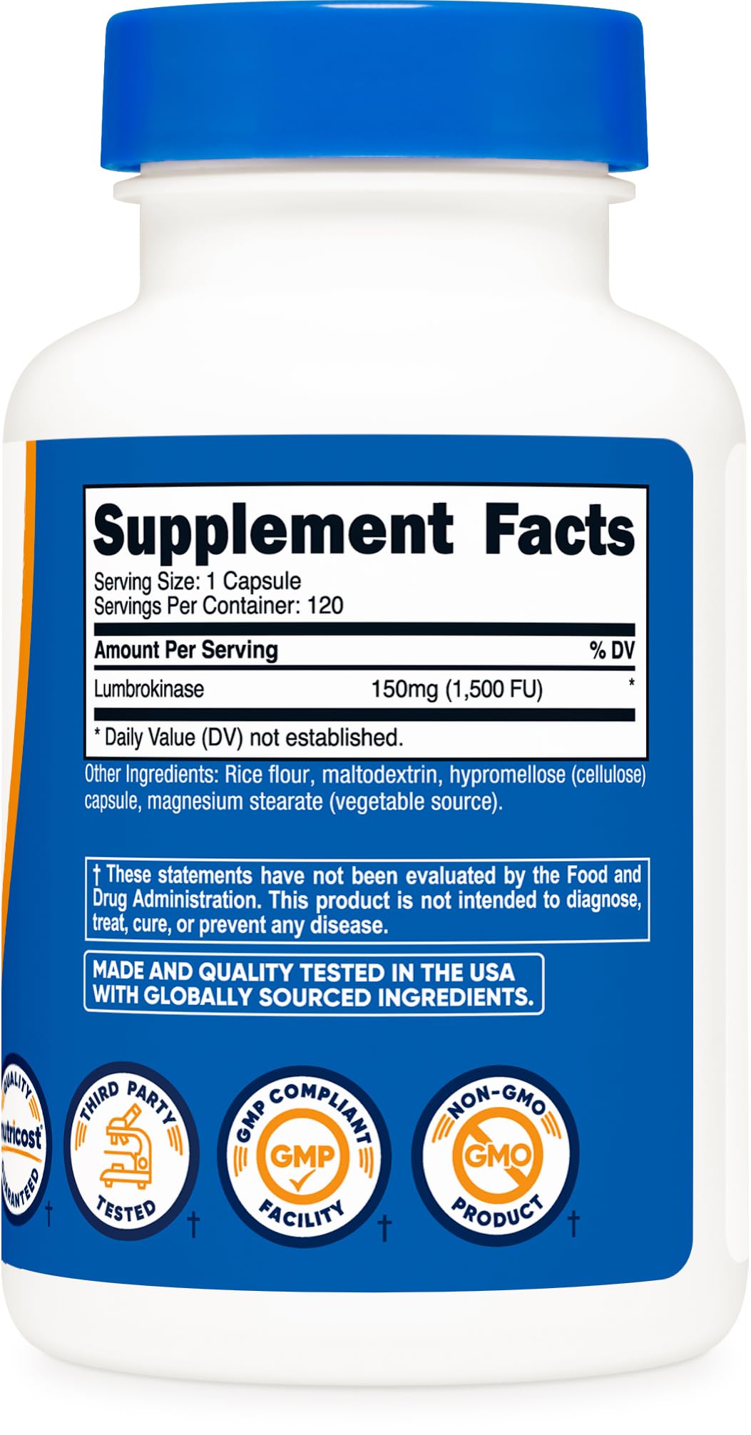 Nutricost Lumbrokinase Capsules 150mg close-up of capsules