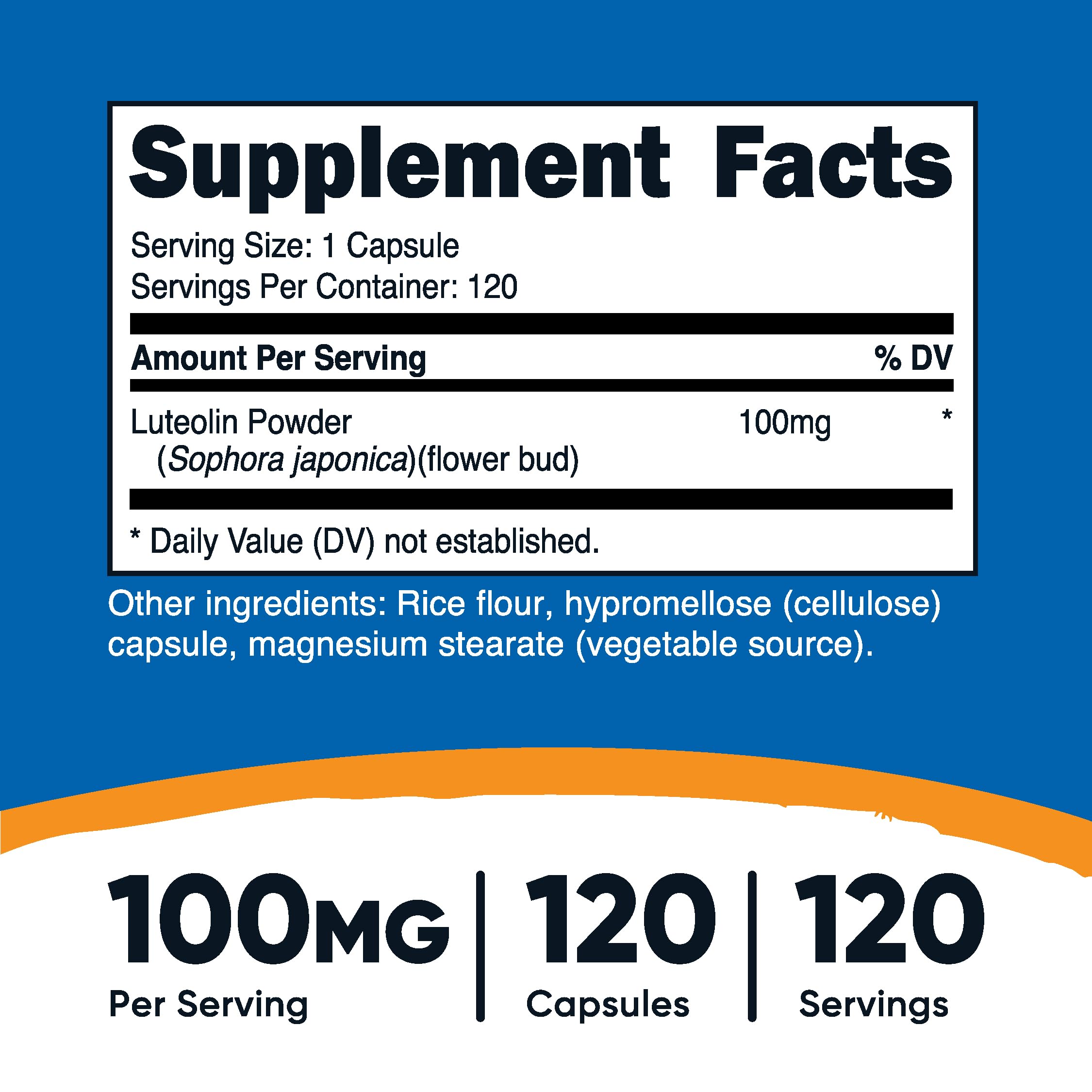 Nutricost Luteolin 100mg Capsules bottle side view