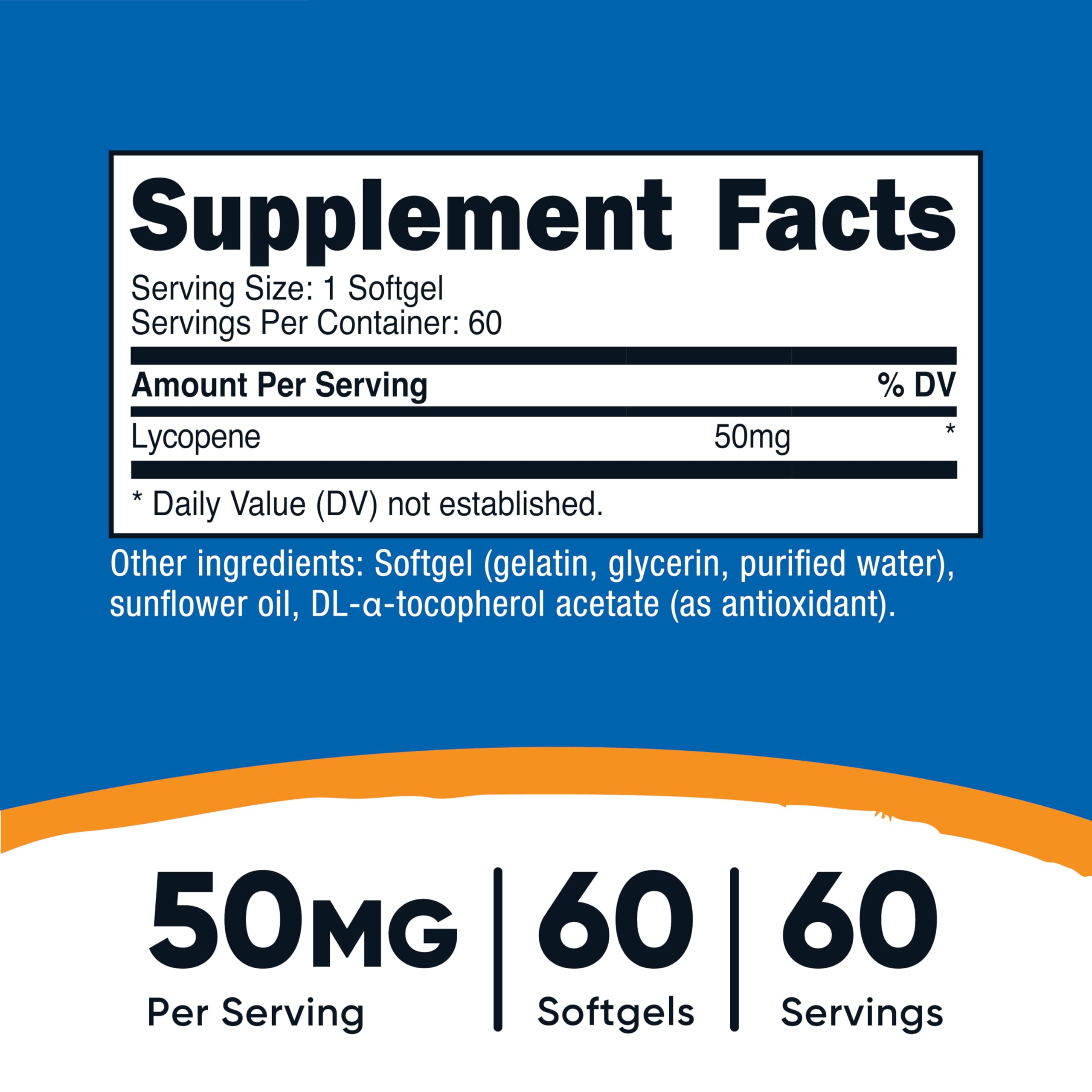 Nutricost Lycopene 50mg Softgels side view showing softgels