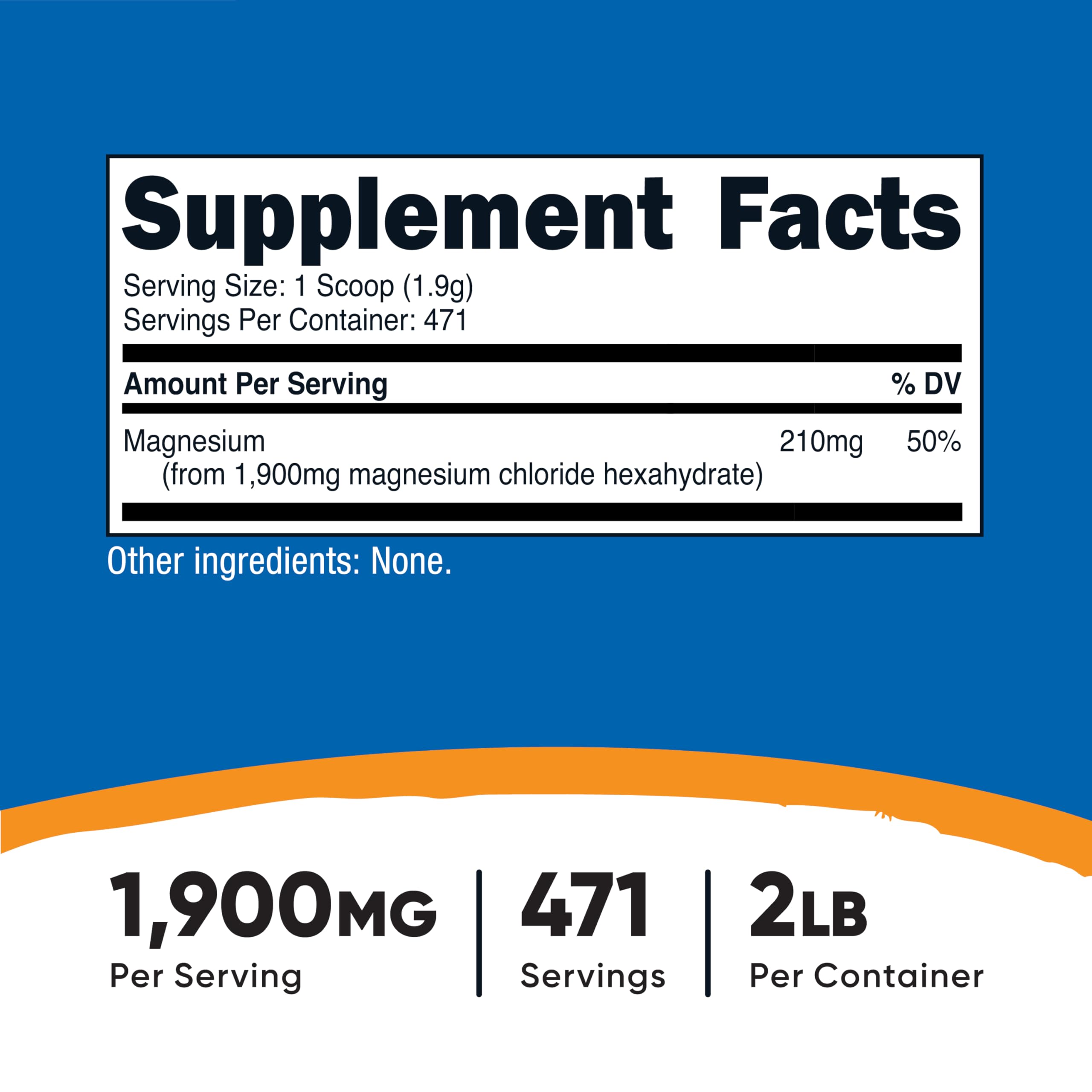 Nutricost Magnesium Chloride 2LB packaging details
