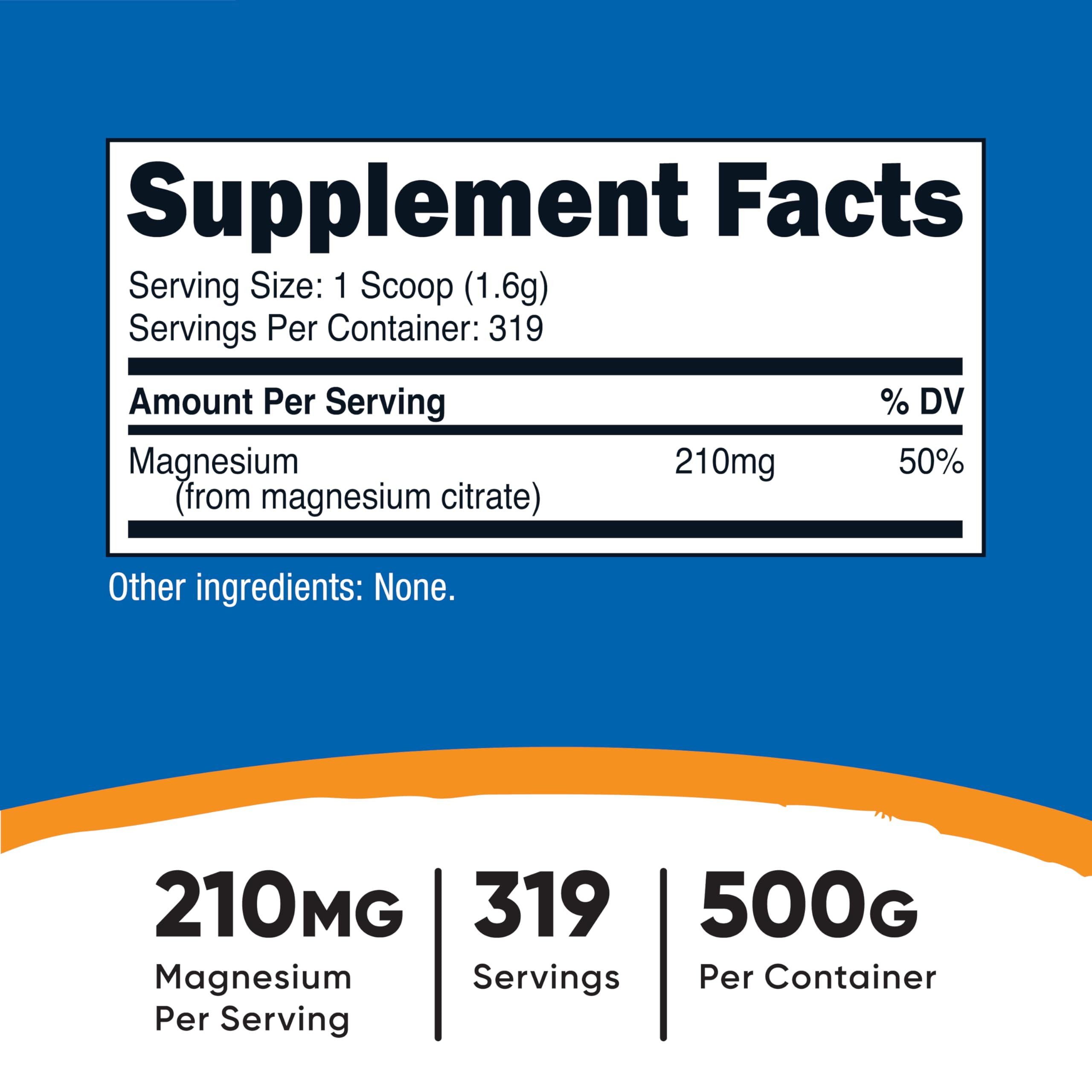 Nutricost Magnesium Citrate Powder 500G ingredients list
