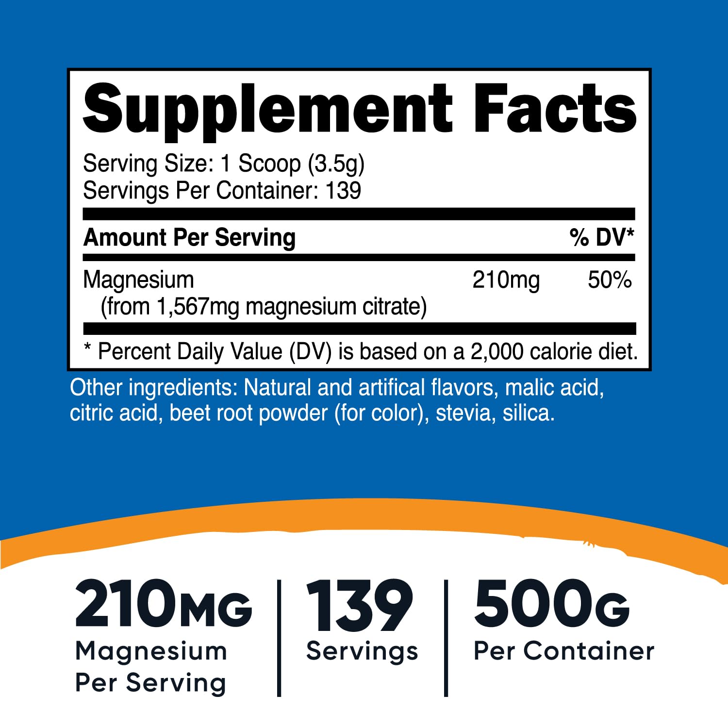 Nutricost Magnesium Citrate Powder 500g scoop included