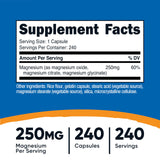 Nutricost Magnesium Complex Regular Strength 250mg back view with ingredients