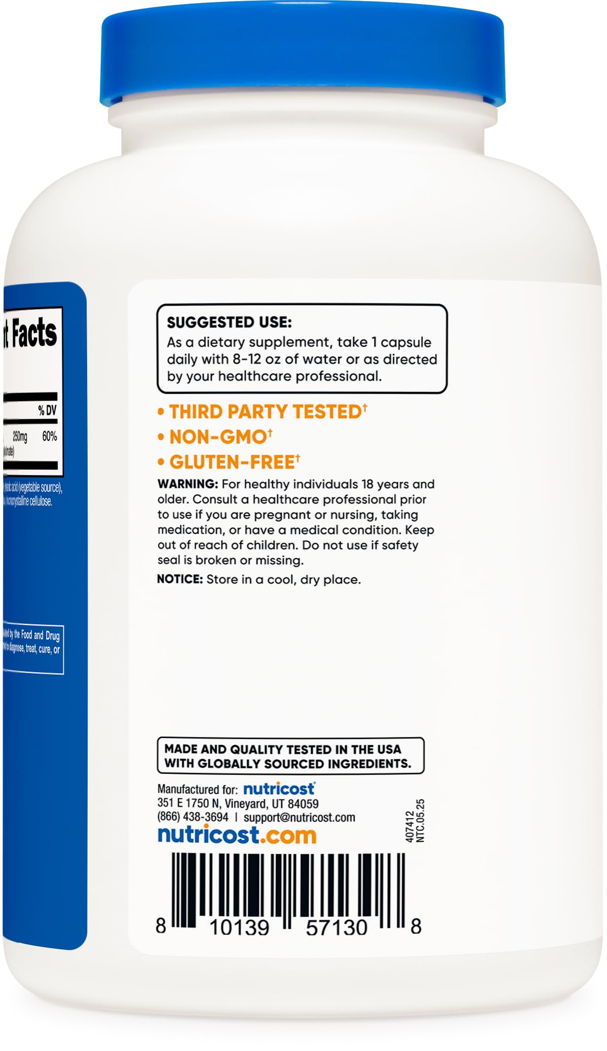 Nutricost Magnesium Complex Regular Strength 250mg packaging on a table