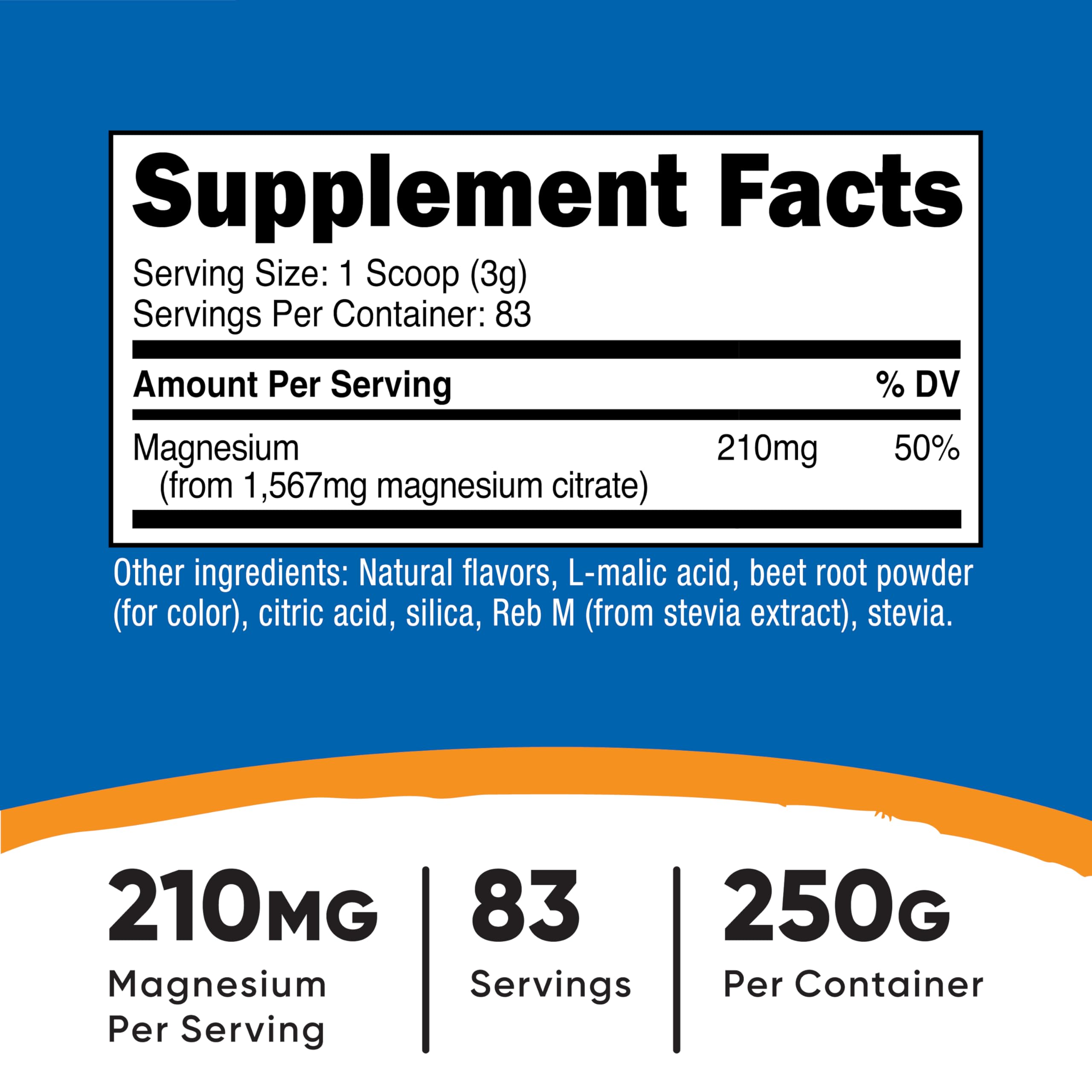 Nutricost Magnesium Glycinate Powder 250G side view showing packaging