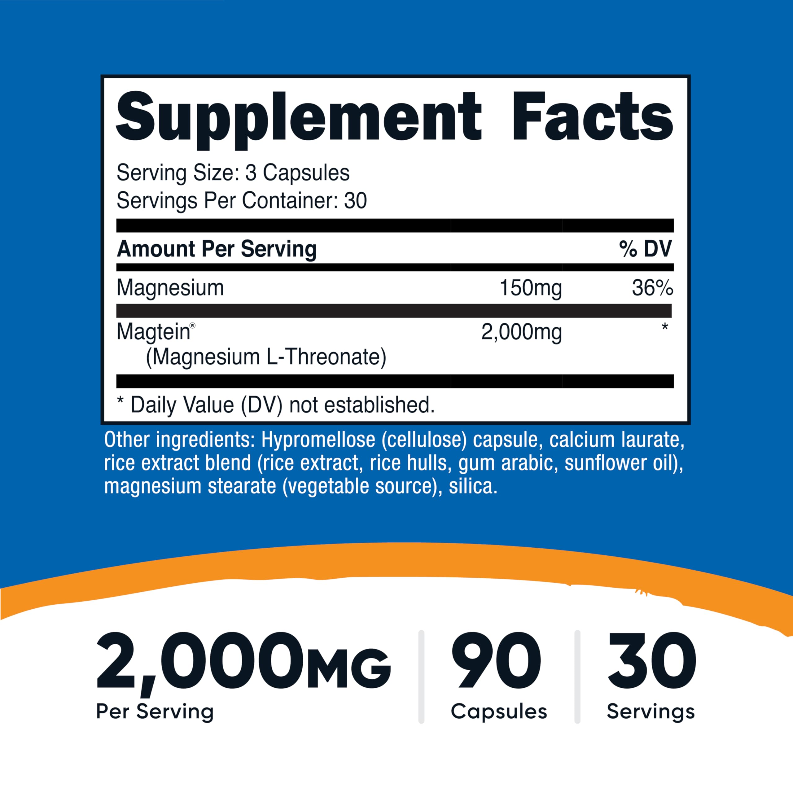 Nutricost Magnesium L-Threonate 90 capsules bottle side view