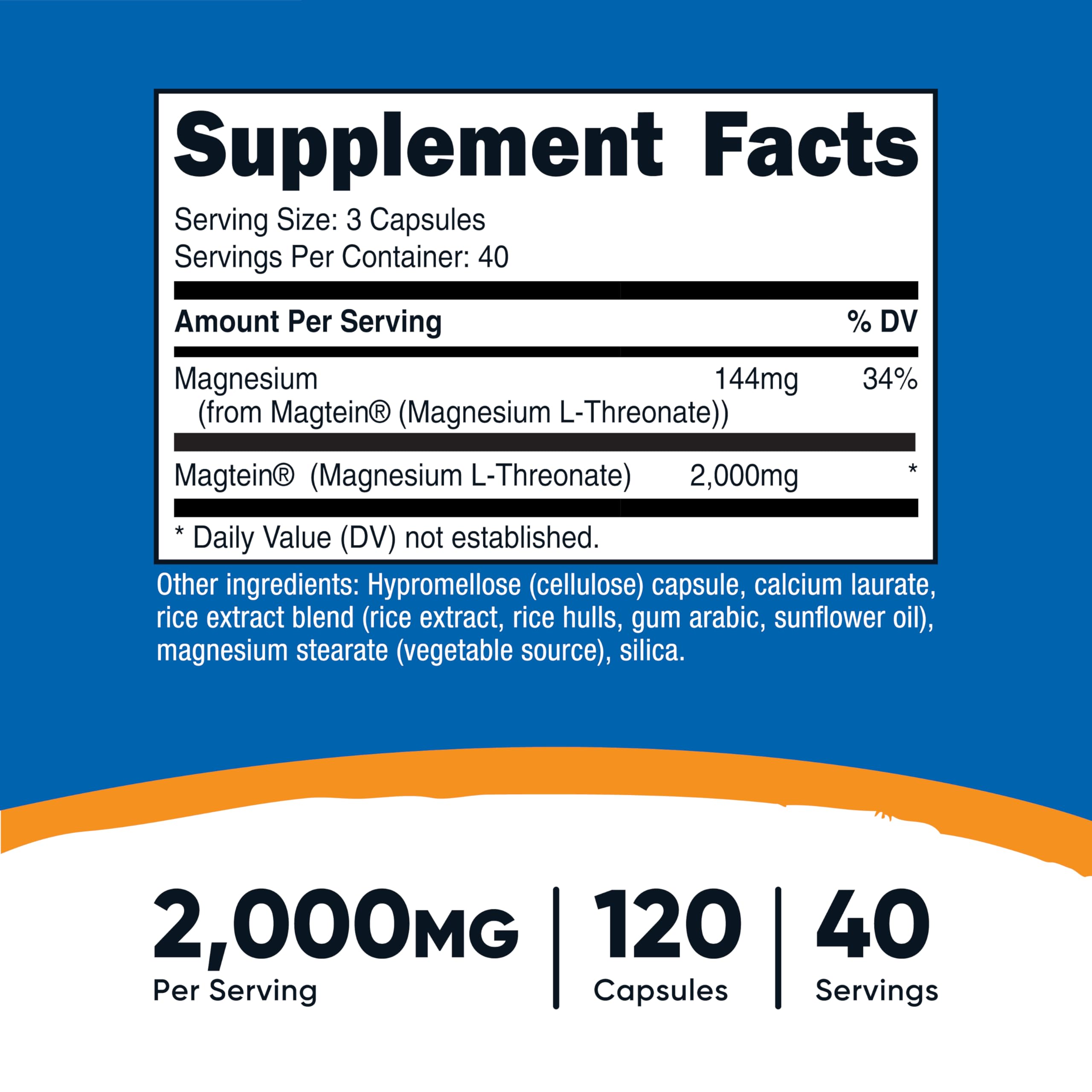 Nutricost Magnesium L-Threonate bottle with 40 servings