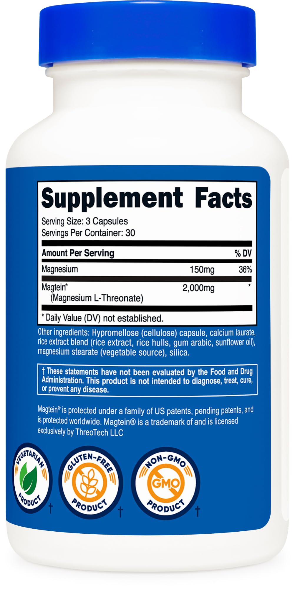 Nutricost Magnesium L-Threonate bottle with ingredients list