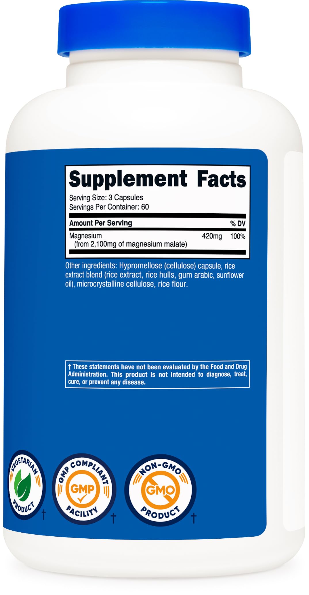 Nutricost Magnesium Malate bottle side view