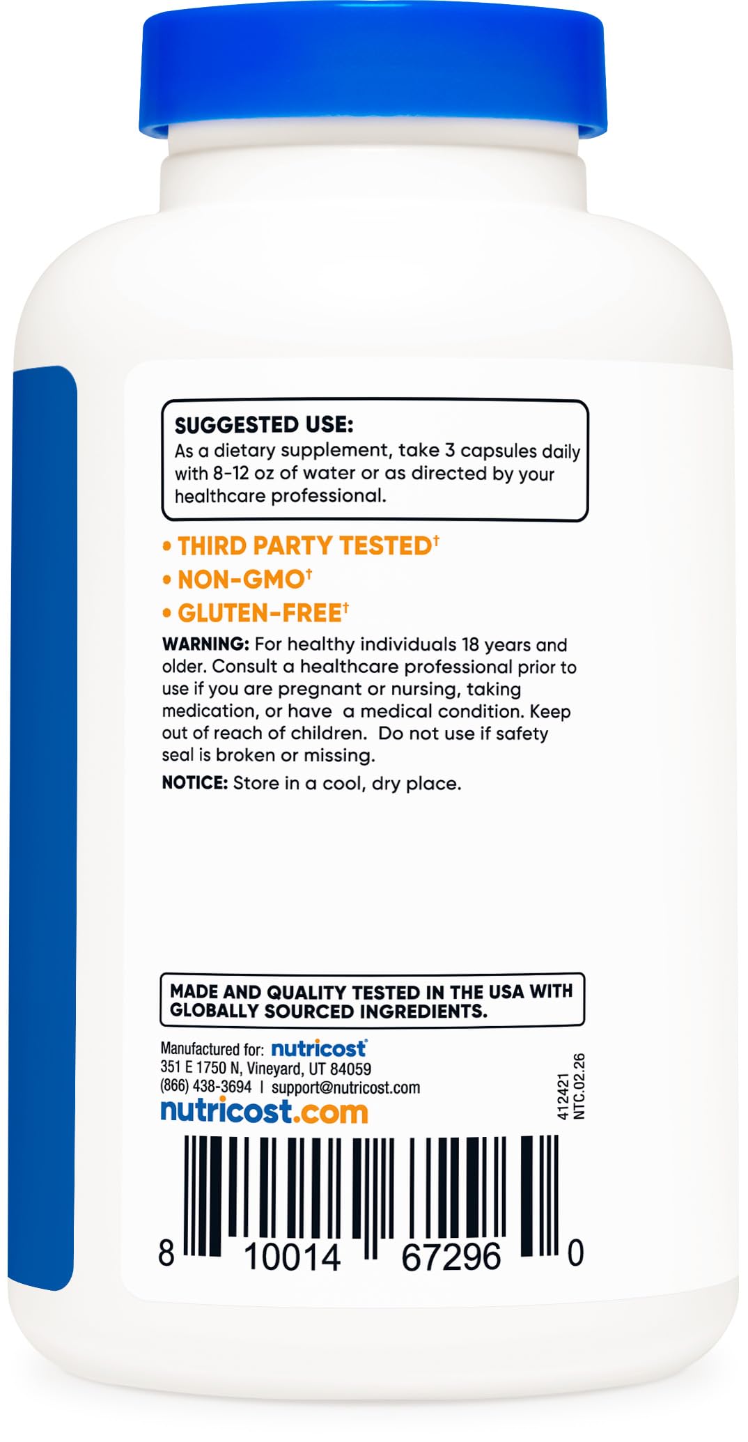 Nutricost Magnesium Malate capsules in a hand