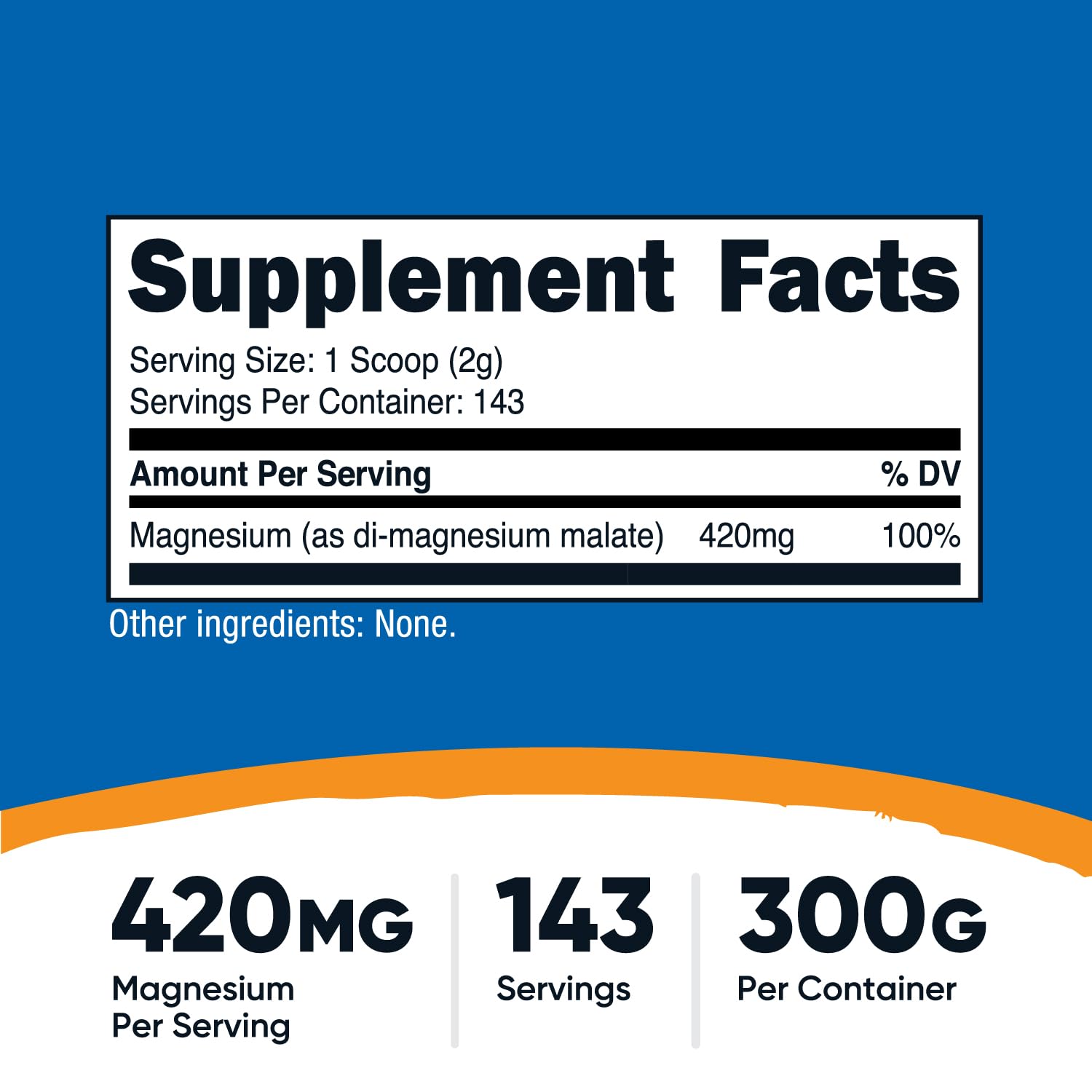 Nutricost Magnesium Malate Powder 300g back view with nutritional information