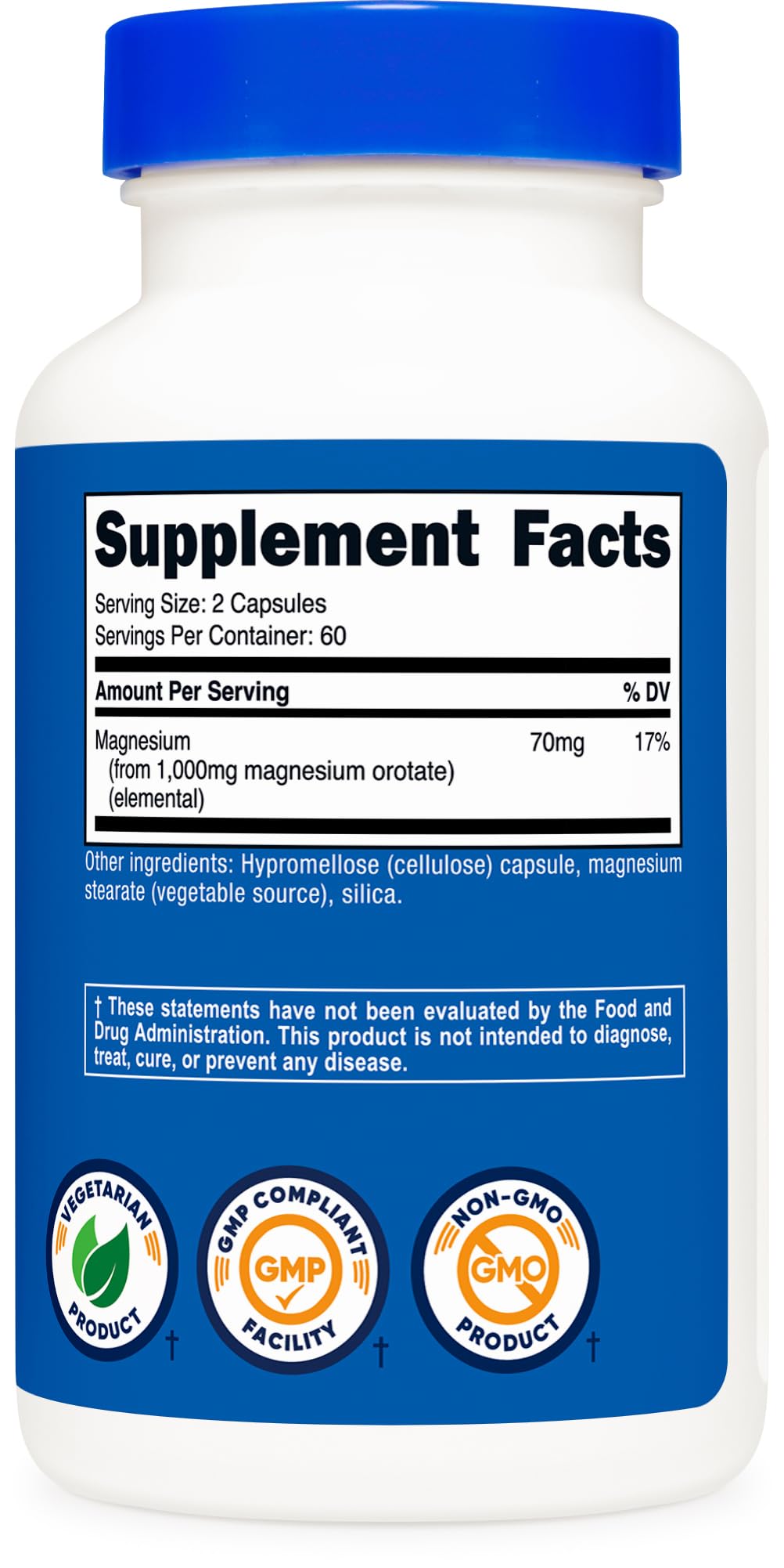 Nutricost Magnesium Orotate 1,000mg bottle back view
