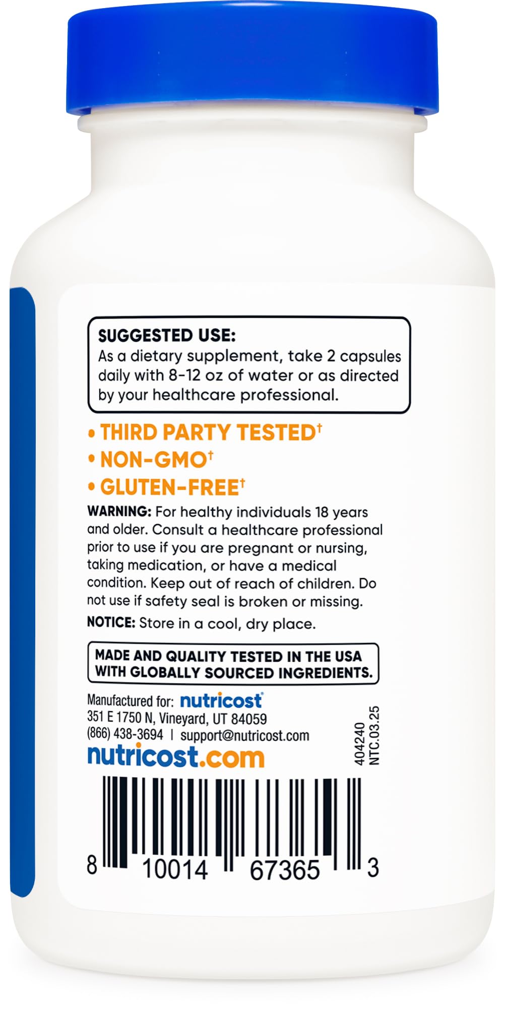 Nutricost Magnesium Orotate 1,000mg ingredients list