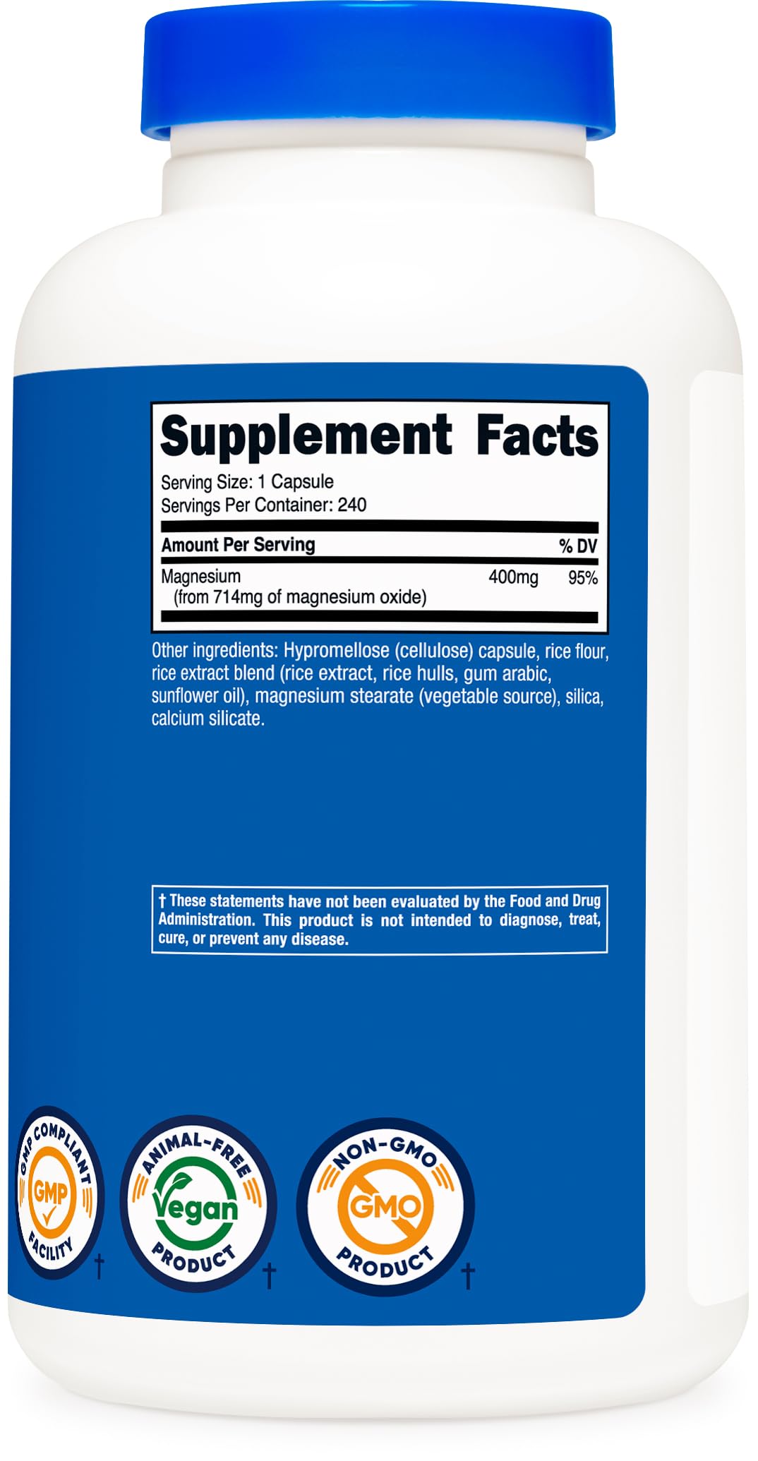 Nutricost Magnesium Oxide 240 Capsules with measuring spoon