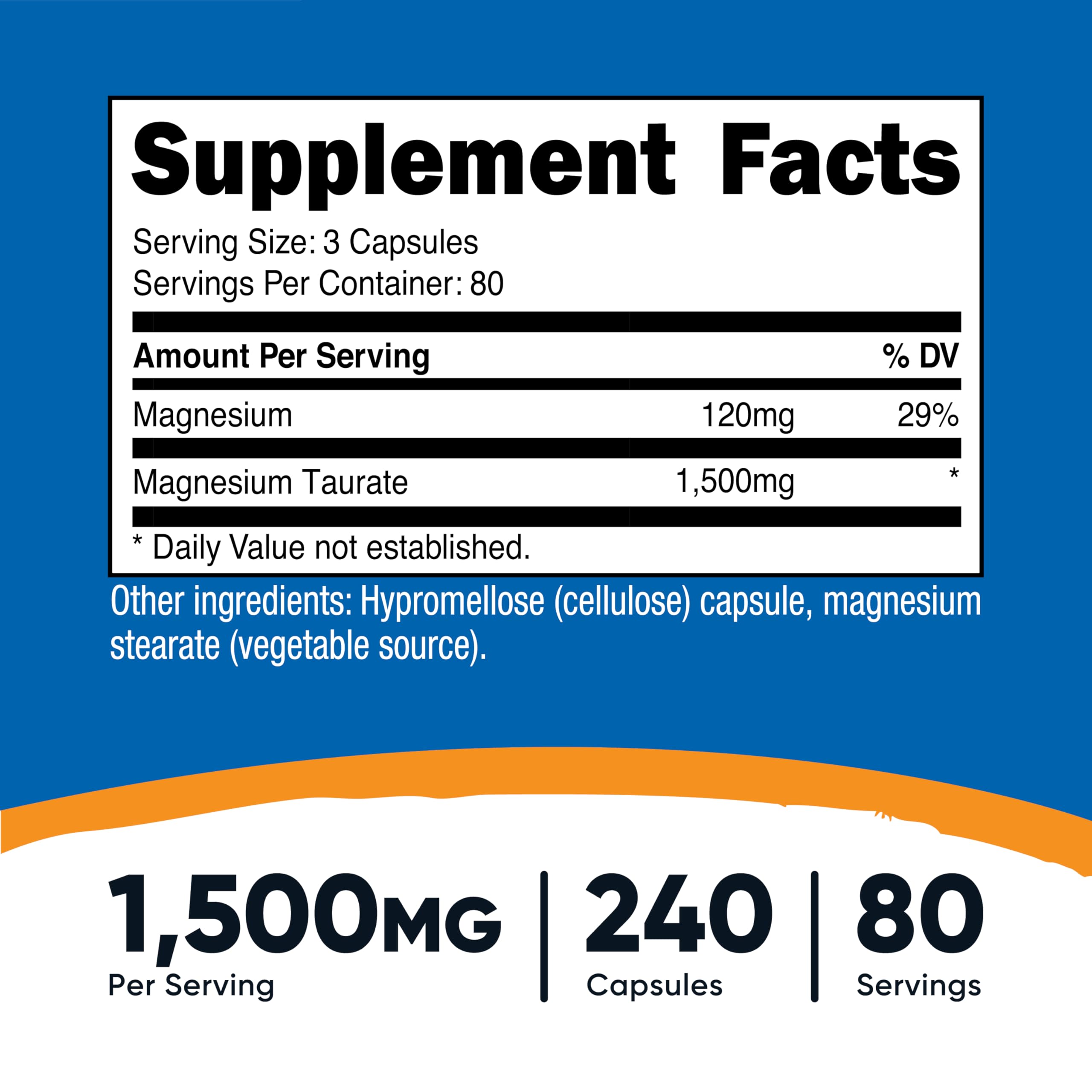Nutricost Magnesium Taurate Capsules side view showing capsule details
