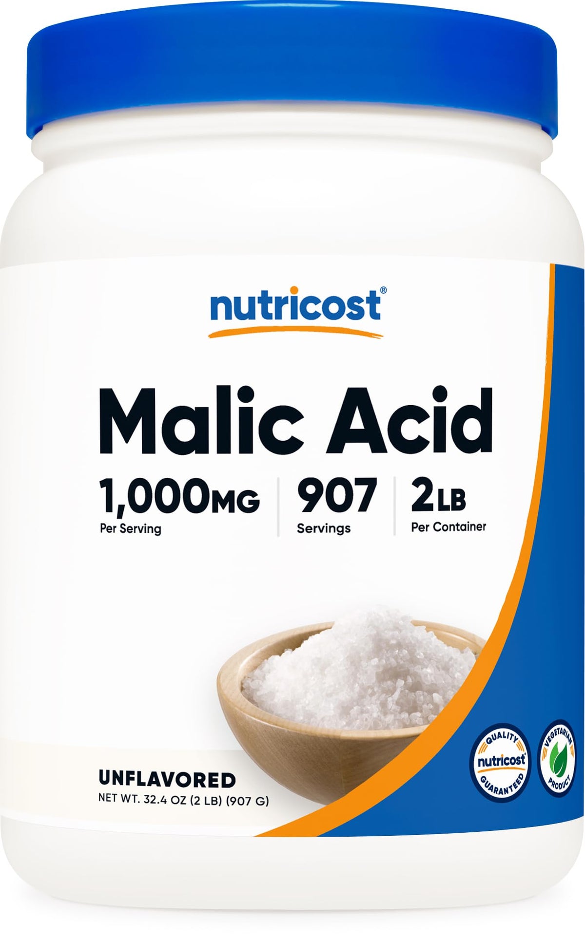 Nutricost Malic Acid Powder 2LBS front view