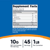 Nutricost MCT Oil Powder 1LB back view showing ingredients
