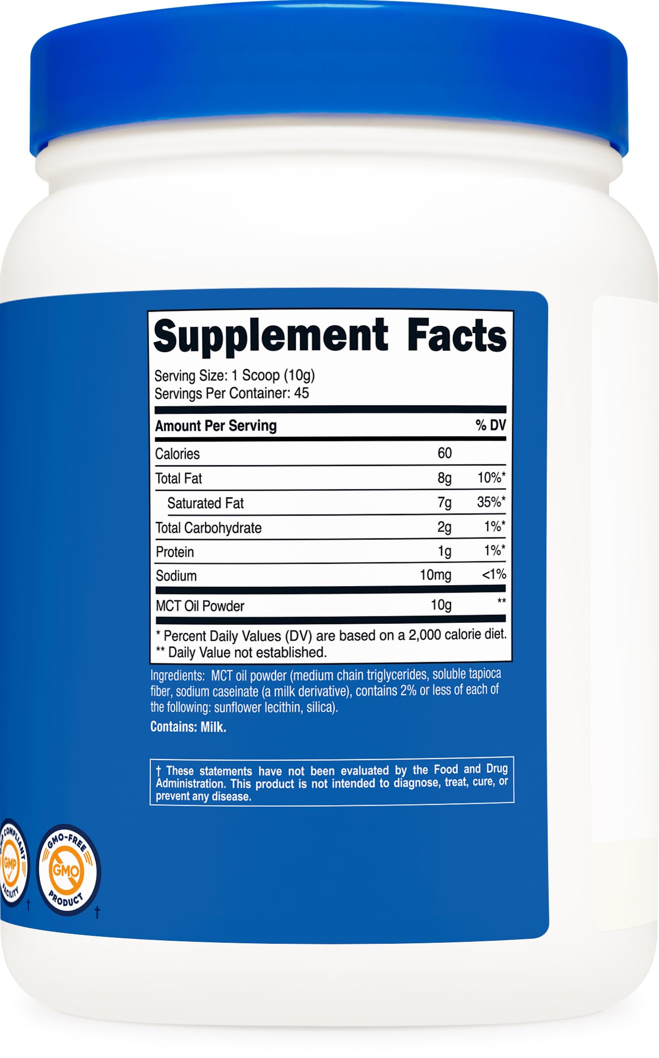 Nutricost MCT Oil Powder 1LB packaging details