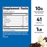 Nutricost MCT Oil Powder 1LB Vanilla Flavour scoop included