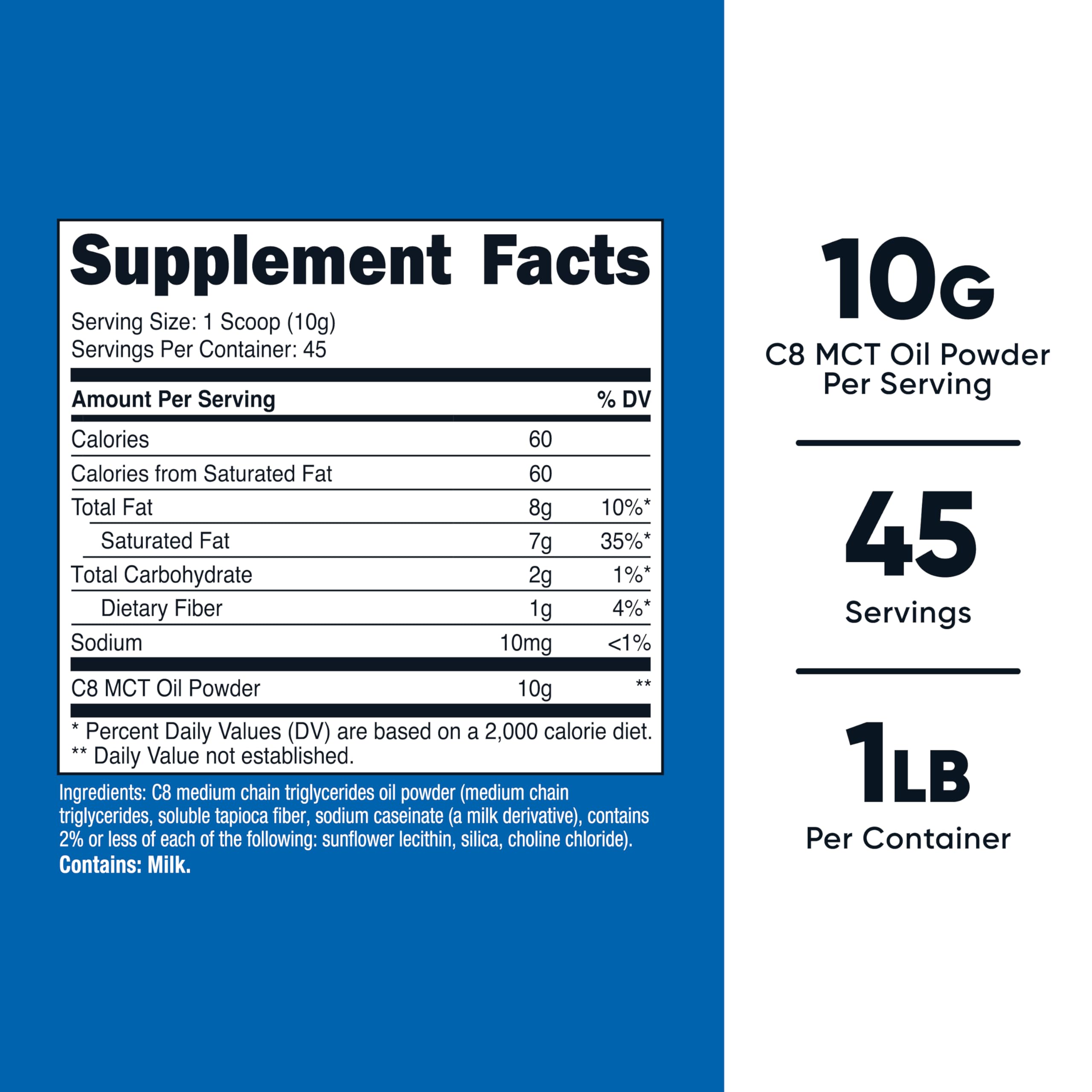 Nutricost MCT Oil Powder 95% C8 scoop included