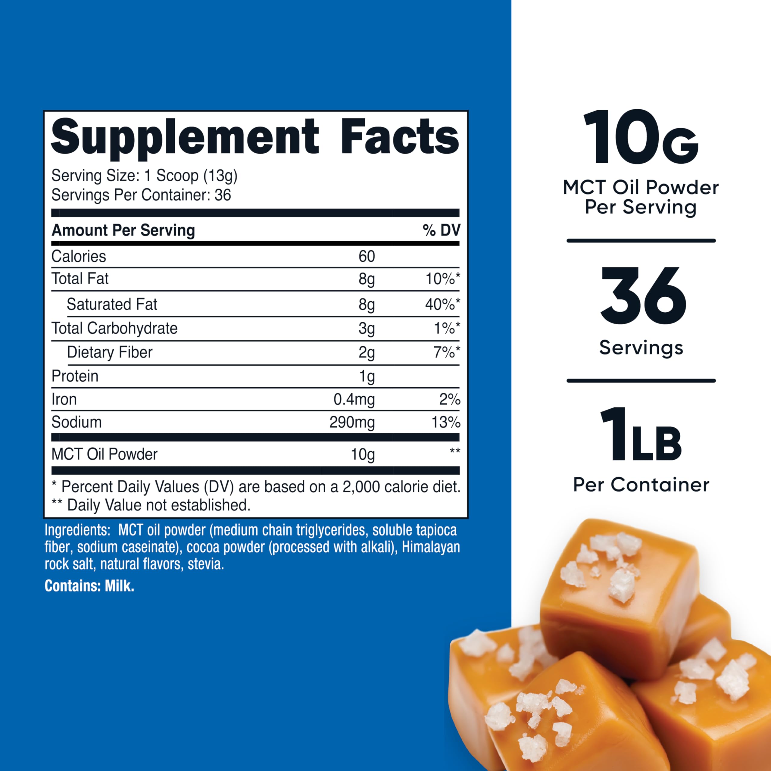 Nutricost MCT Oil Powder Salted Caramel nutritional information