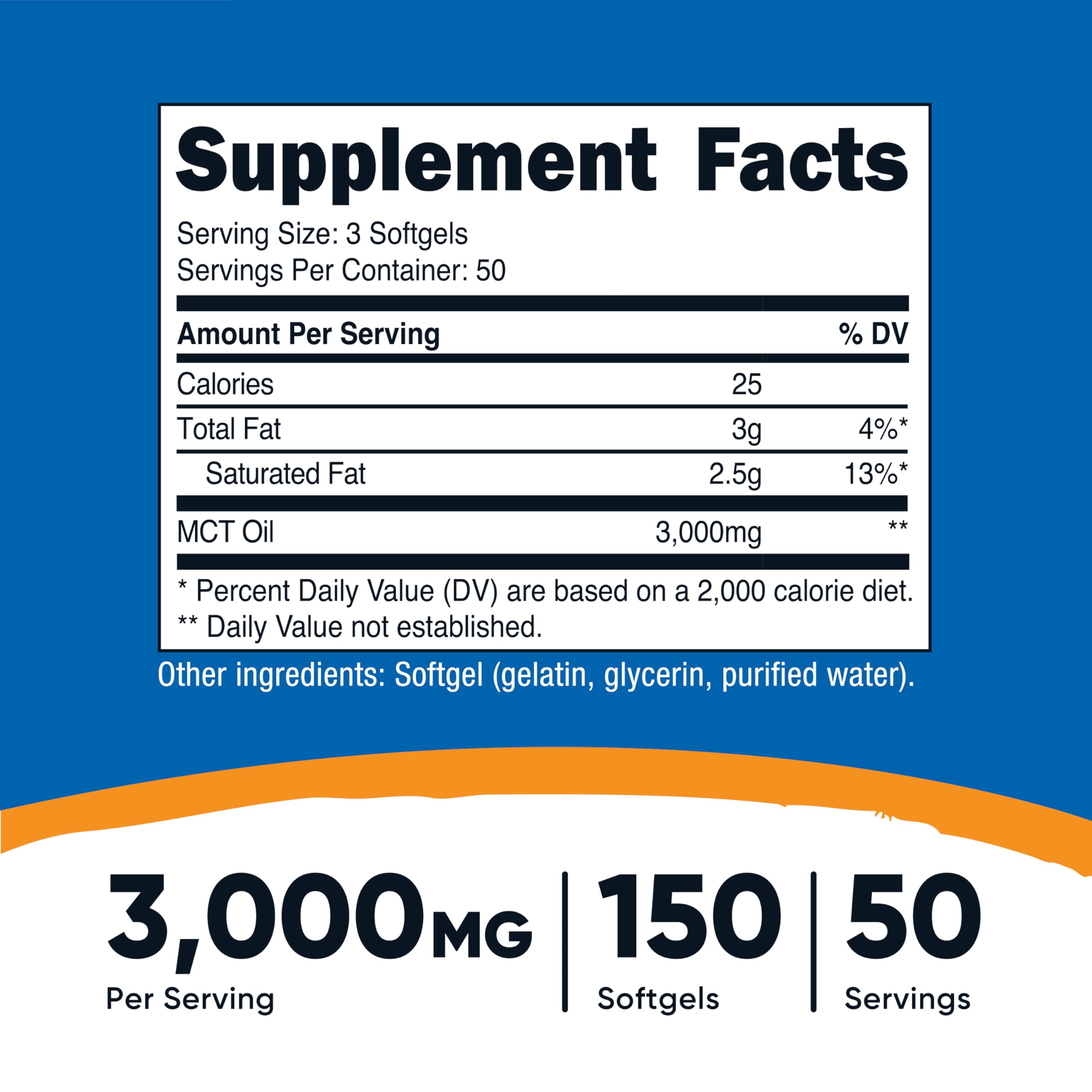Nutricost MCT Oil Softgels bottle side view