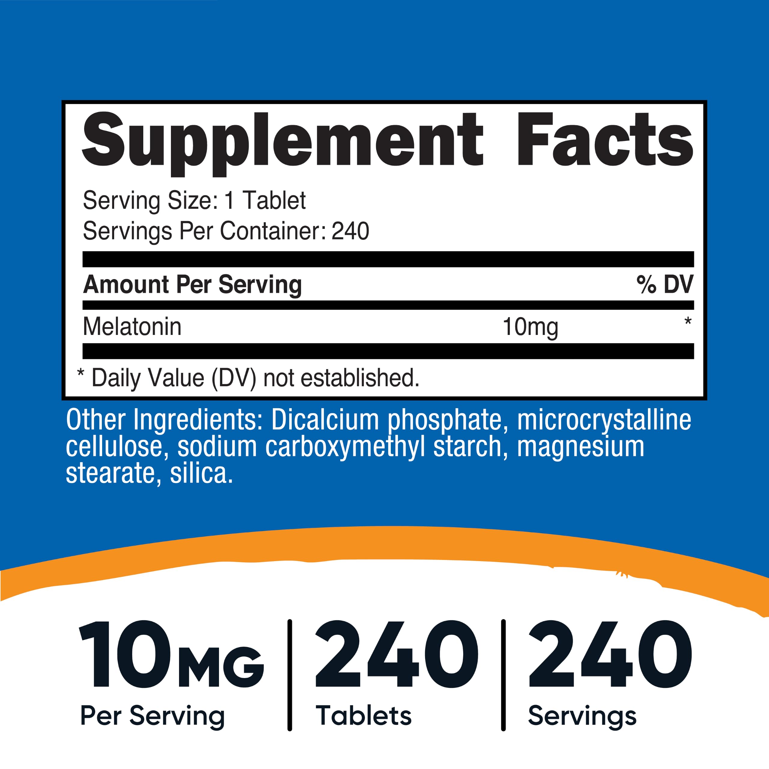 Nutricost Melatonin 10mg 240 Tablets side view