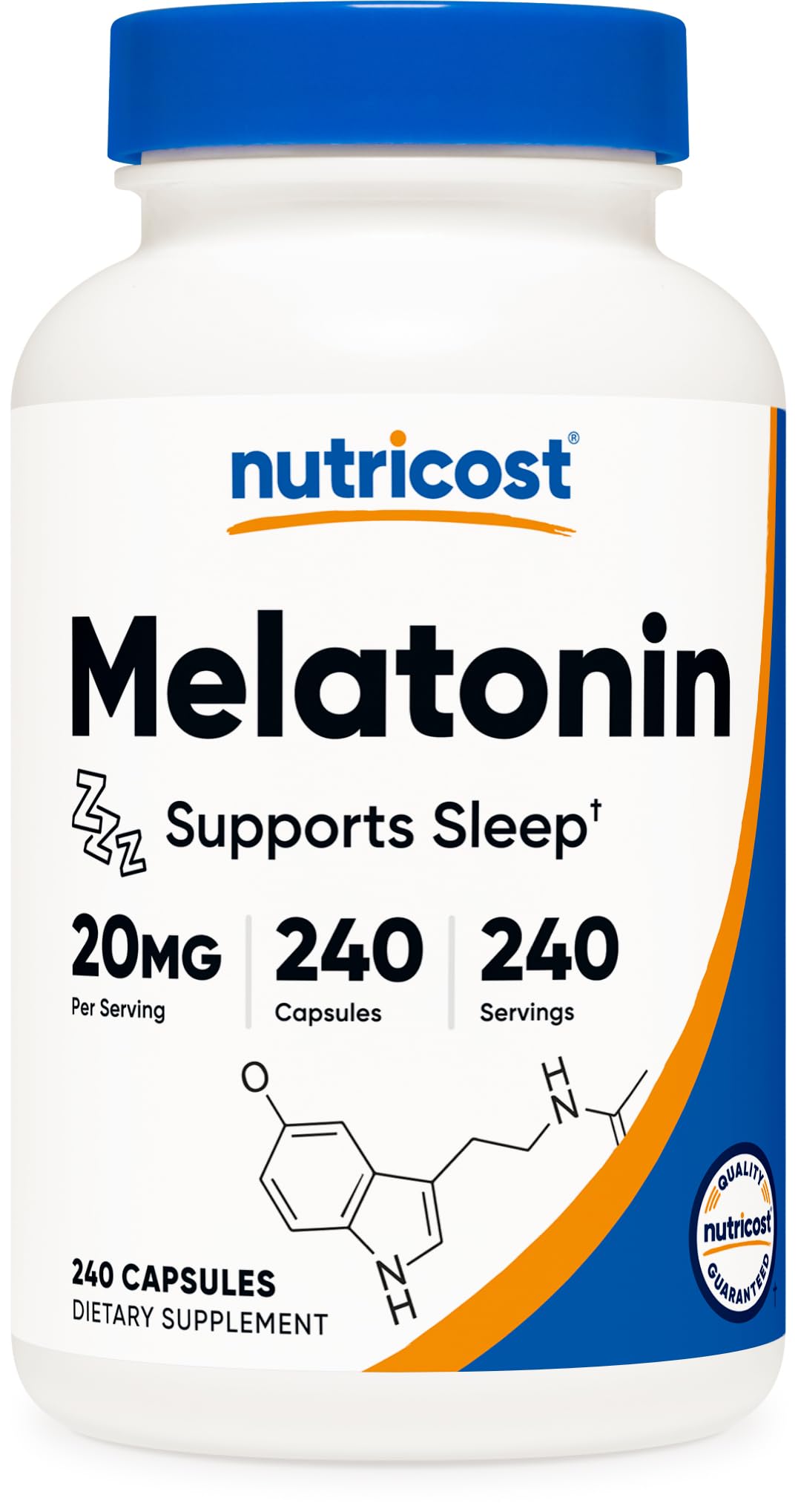 Nutricost Melatonin 20mg 240 Capsules front view