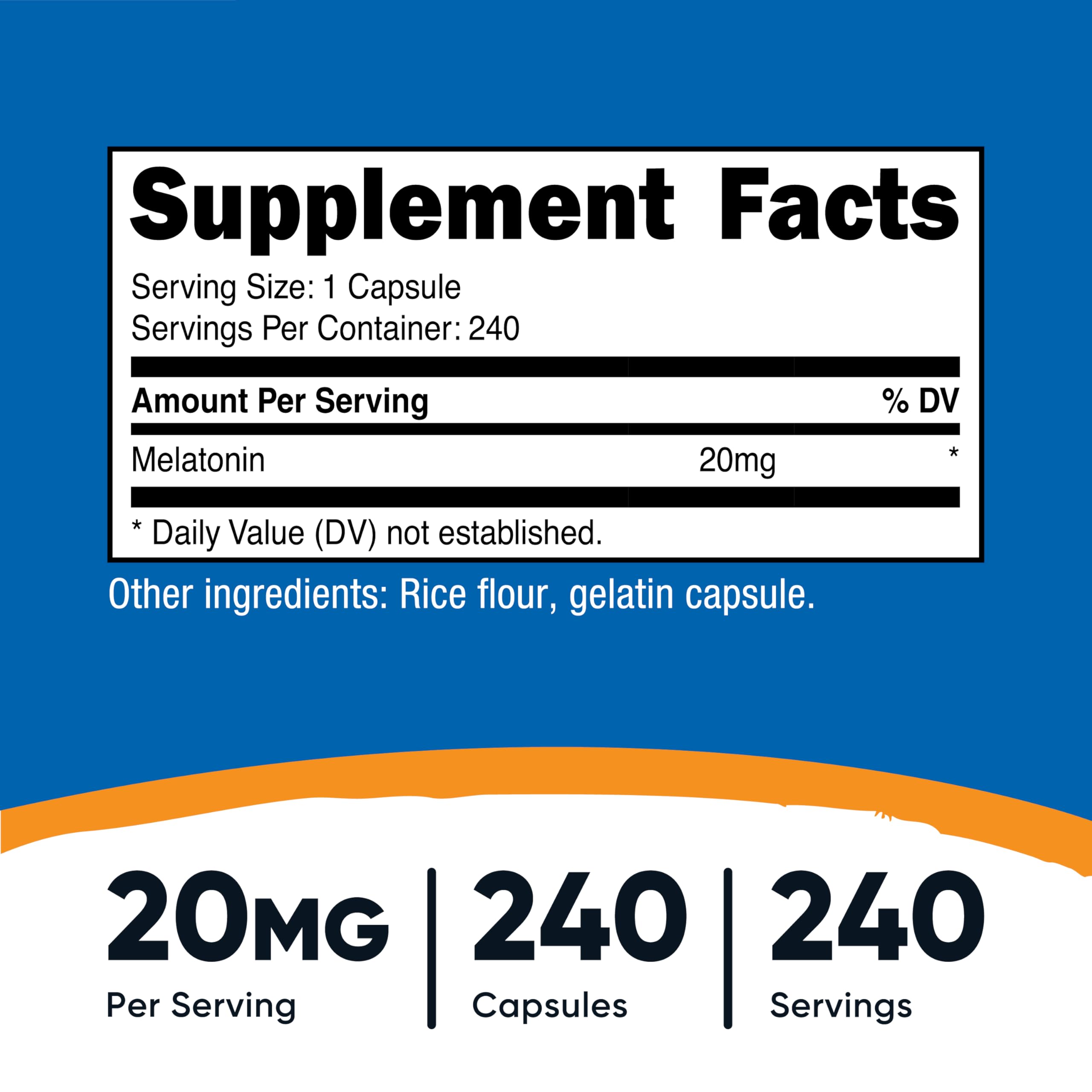 Nutricost Melatonin 240 Capsules side view