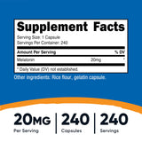 Nutricost Melatonin 240 Capsules side view