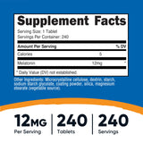 Nutricost Melatonin 240 Tablets side view