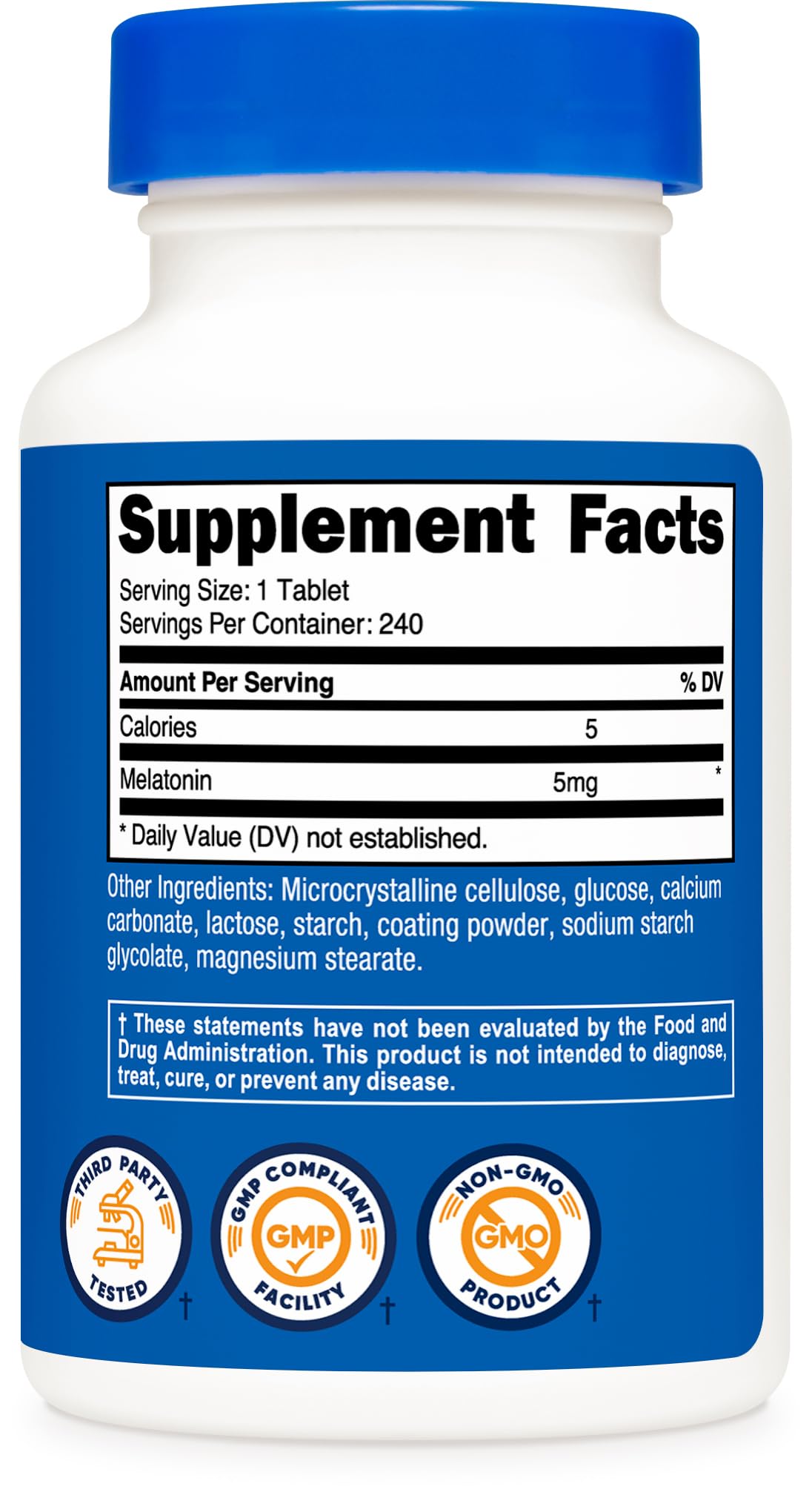 Nutricost Melatonin 5mg 240 Tablets packaging