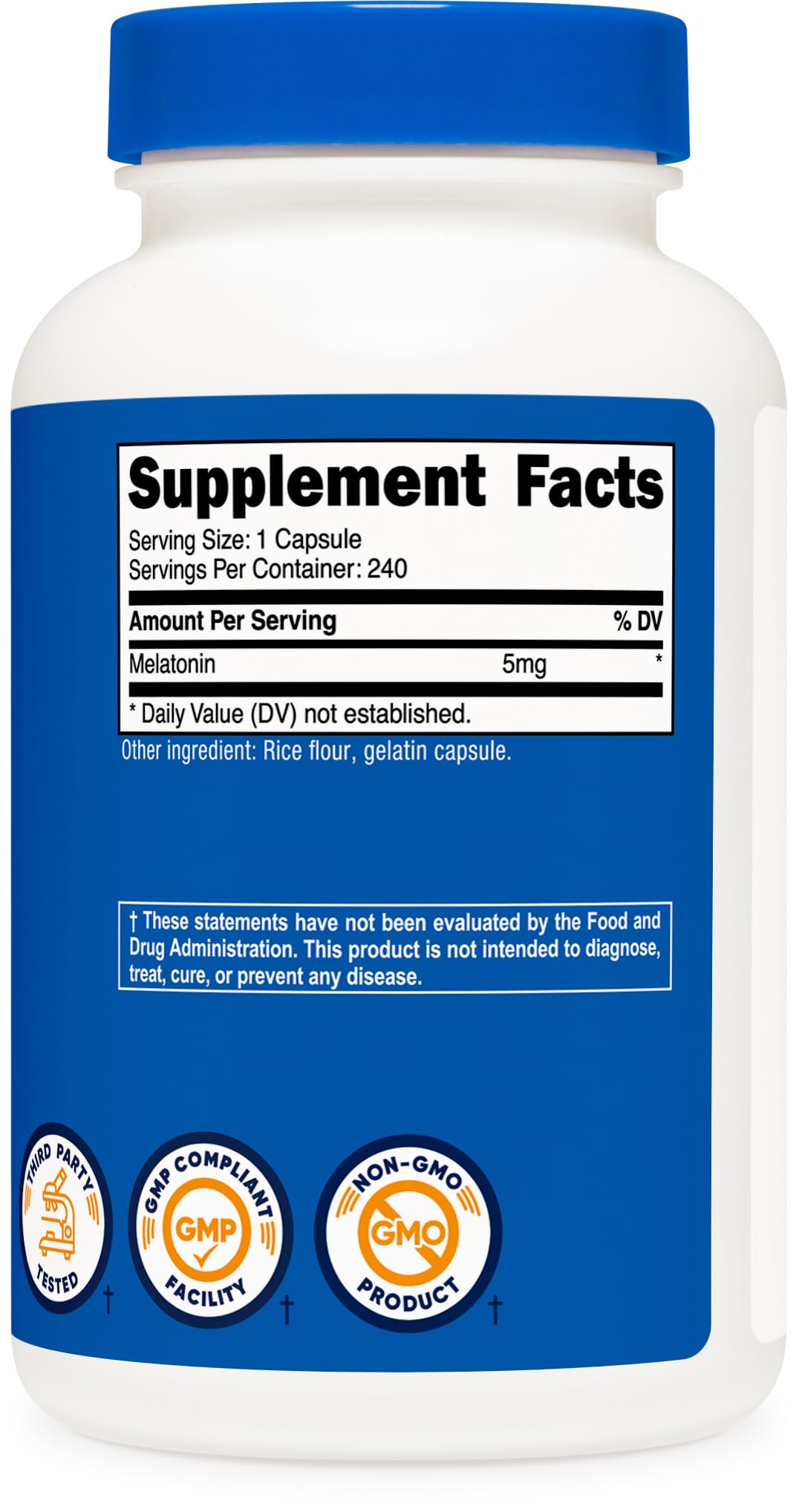 Nutricost Melatonin 5mg Capsules packaging details