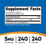 Nutricost Melatonin 5mg Capsules side view showing label