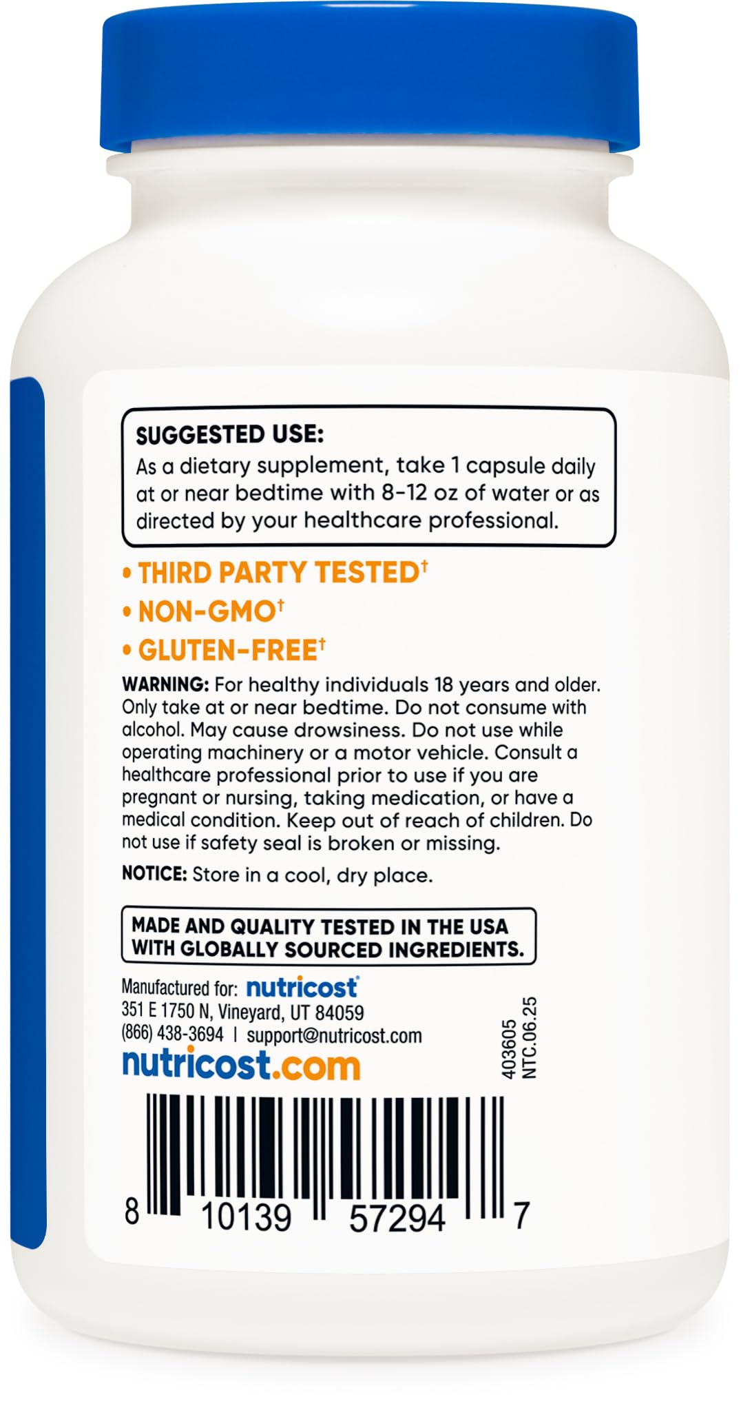 Nutricost Melatonin 5mg Capsules with measuring spoon