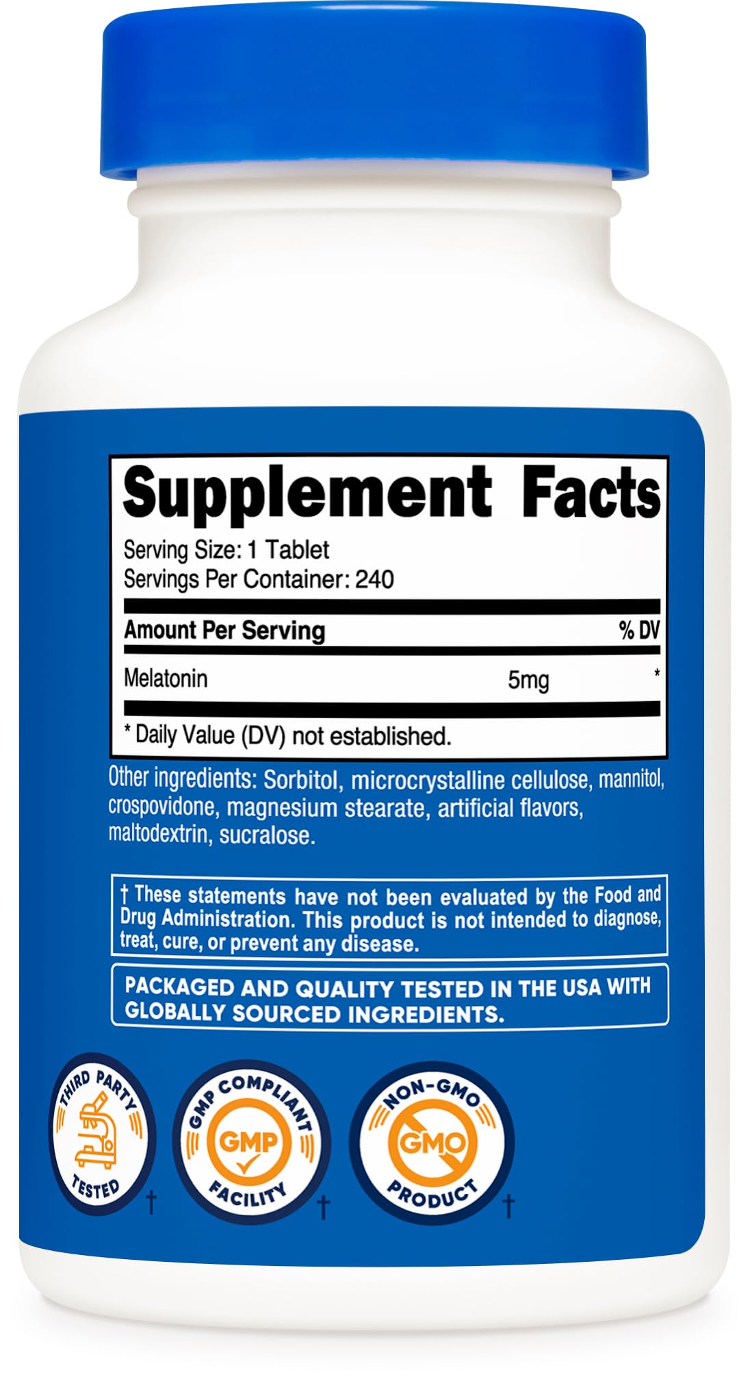 Nutricost Melatonin 5mg tablets in a lifestyle setting