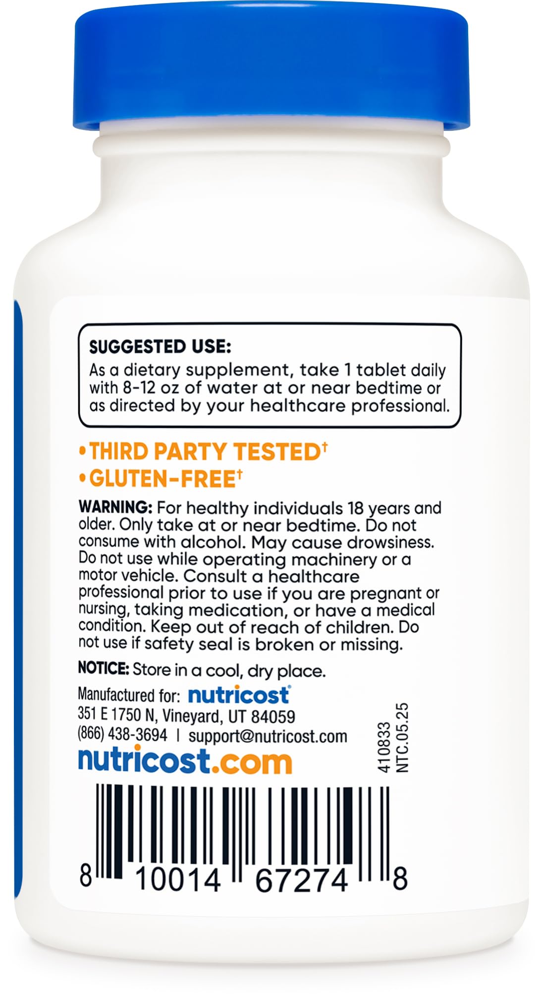 Nutricost Melatonin bottle with label