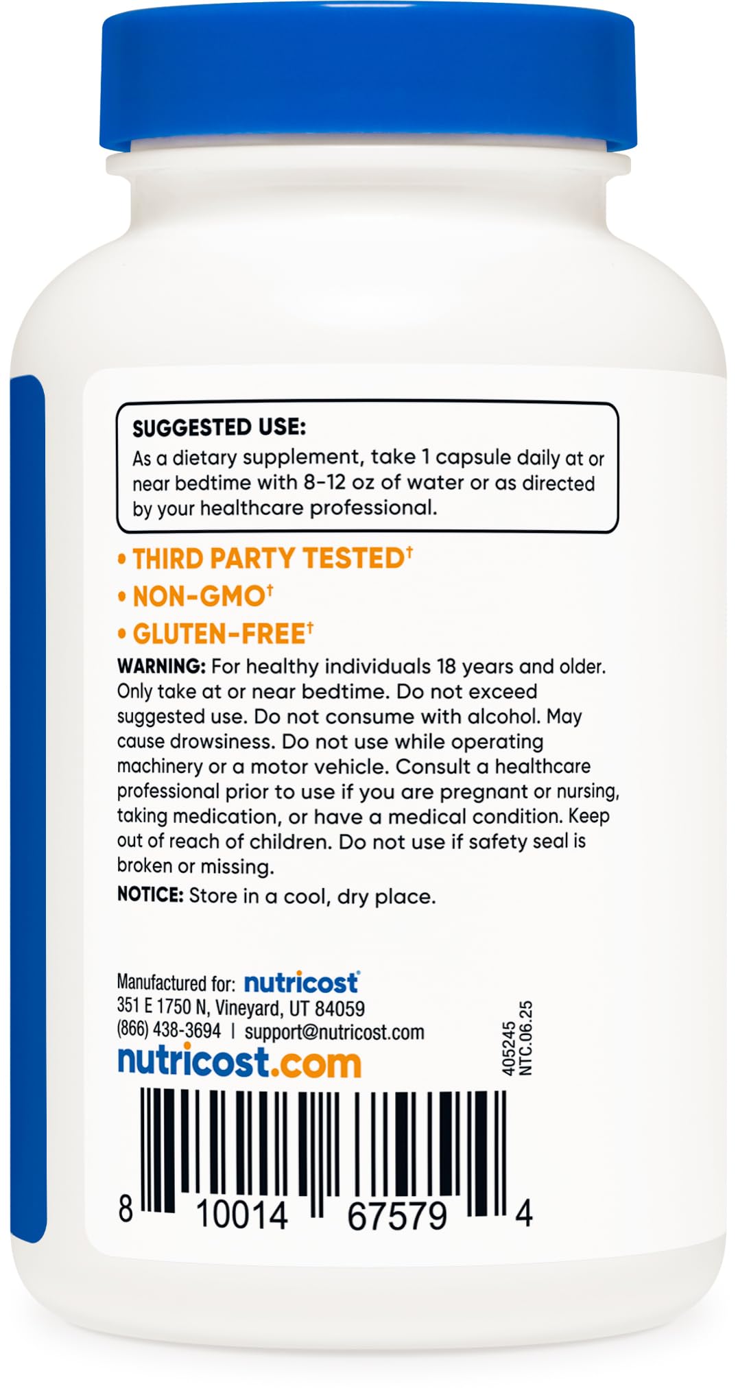 Nutricost Melatonin capsules close-up