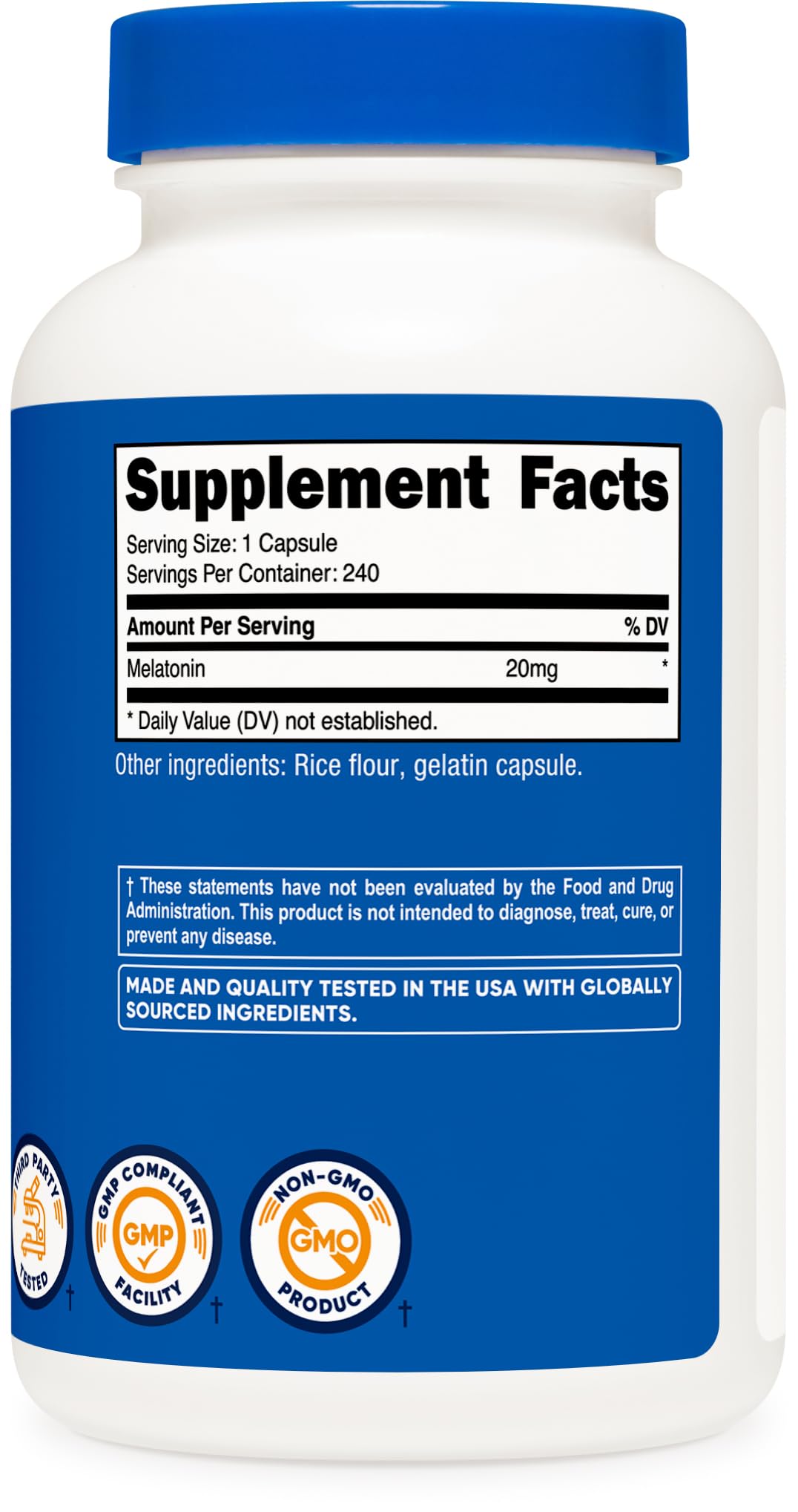 Nutricost Melatonin capsules on a table
