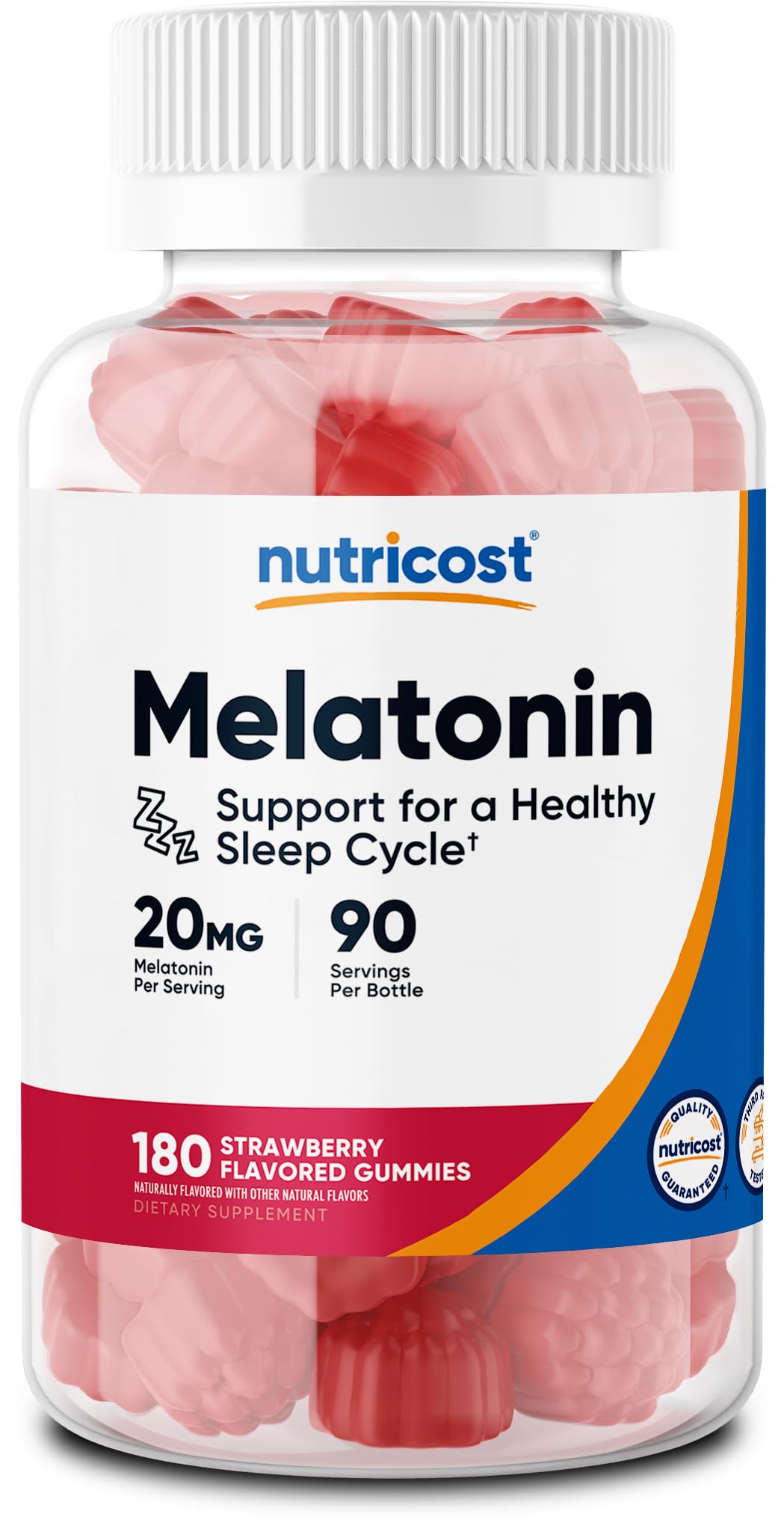 Nutricost Melatonin Gummies 20mg strawberry flavour front view